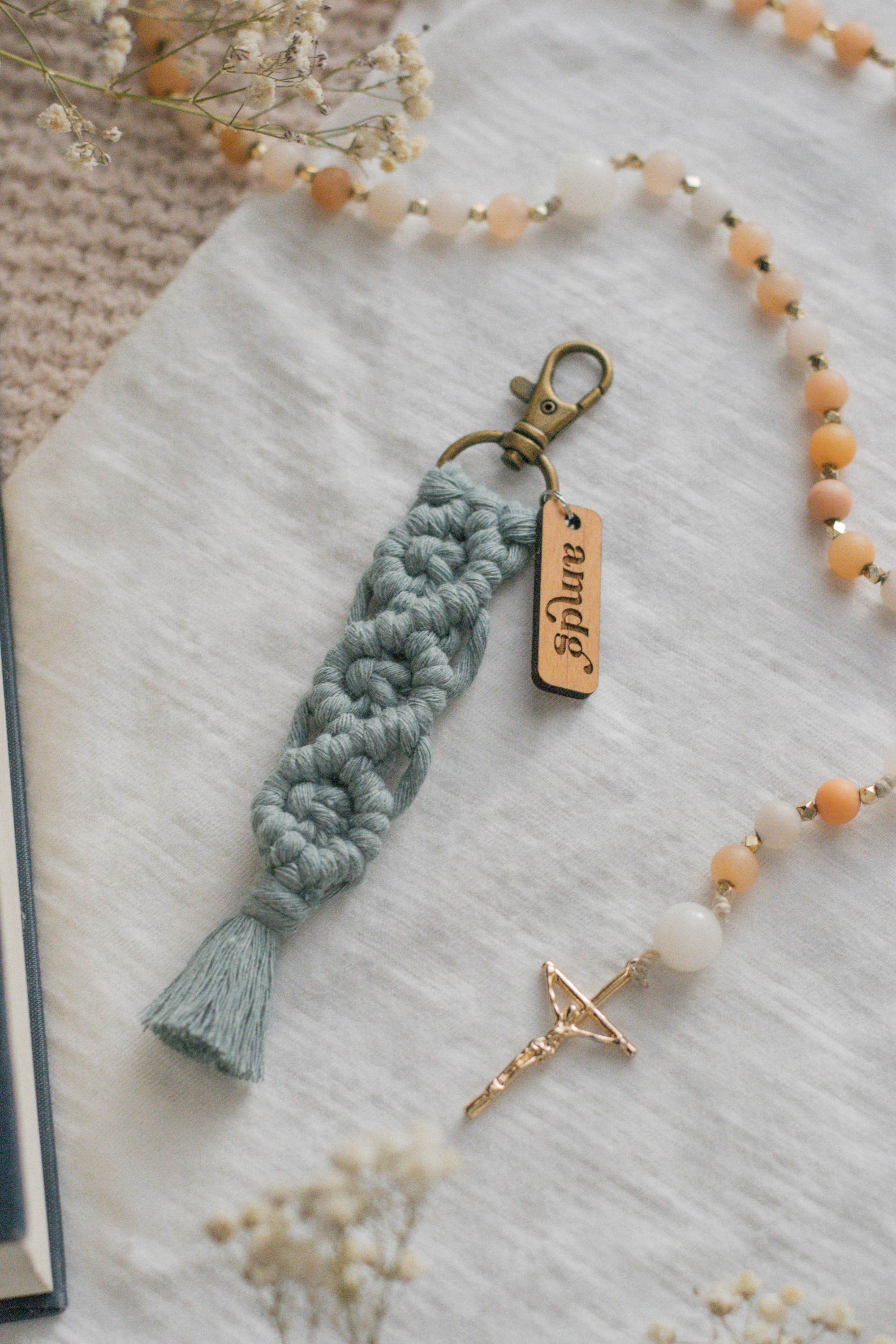 AMDG - Catholic Macrame Keychain