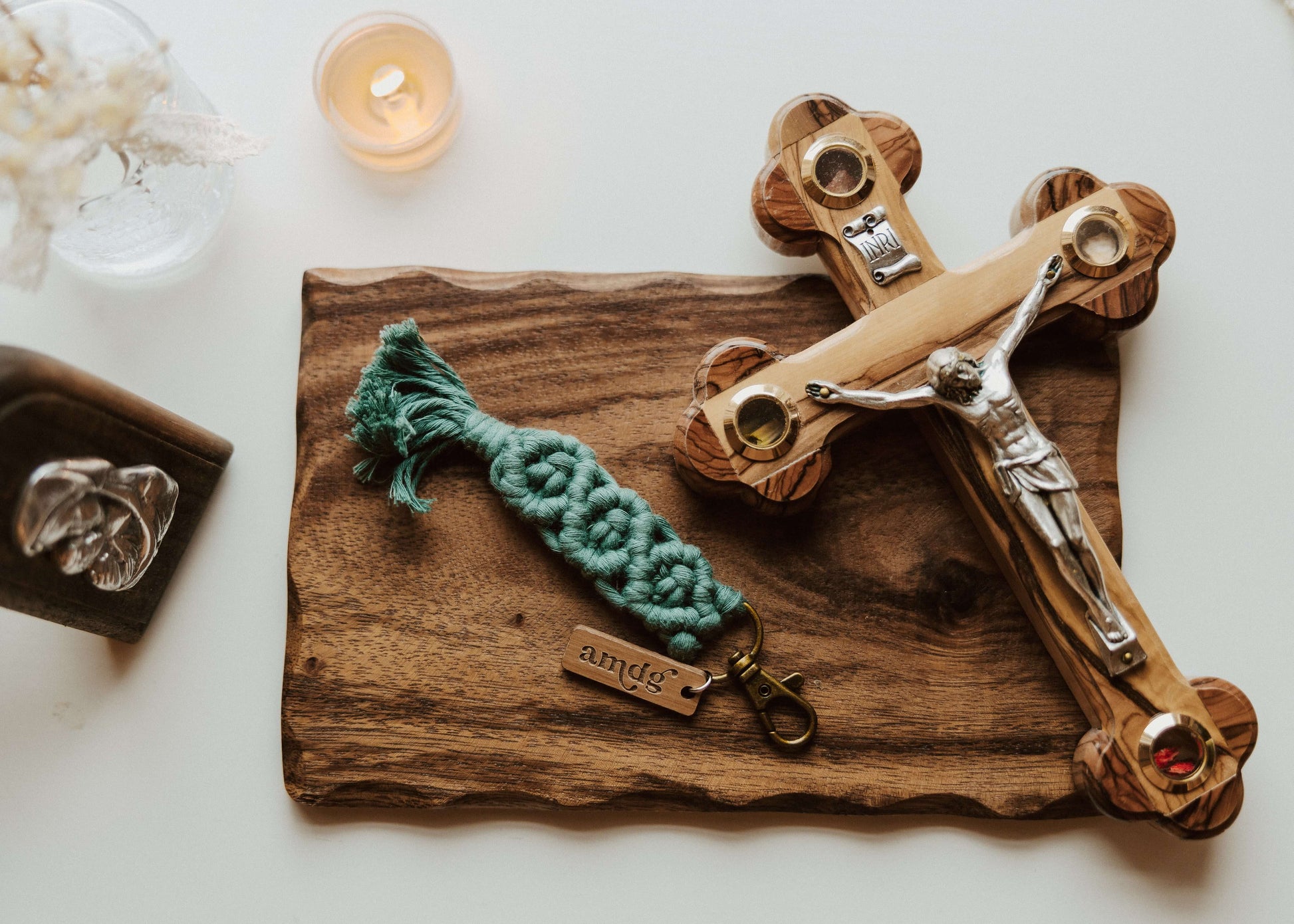 AMDG - Catholic Macrame Keychain