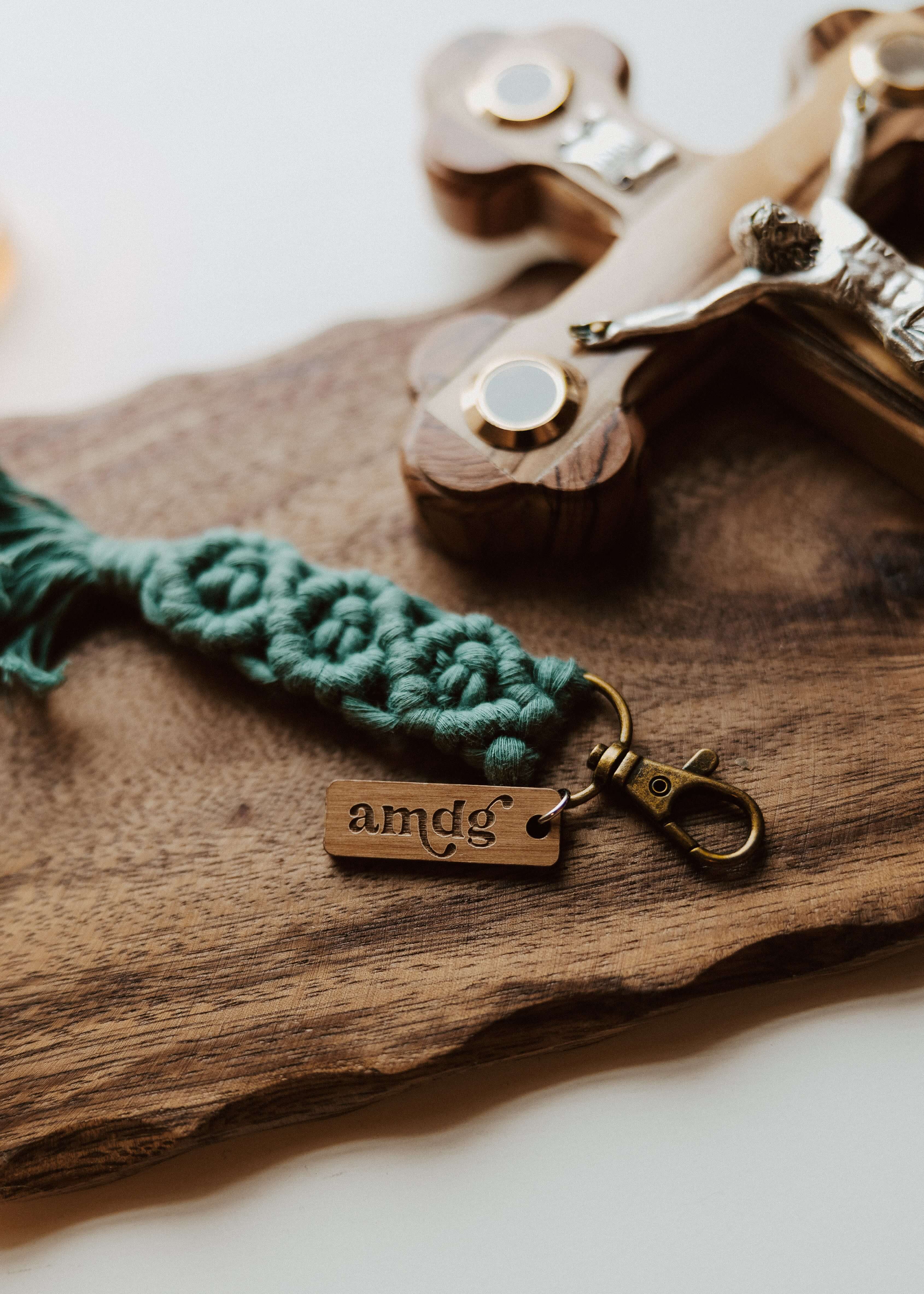 AMDG - Catholic Macrame Keychain