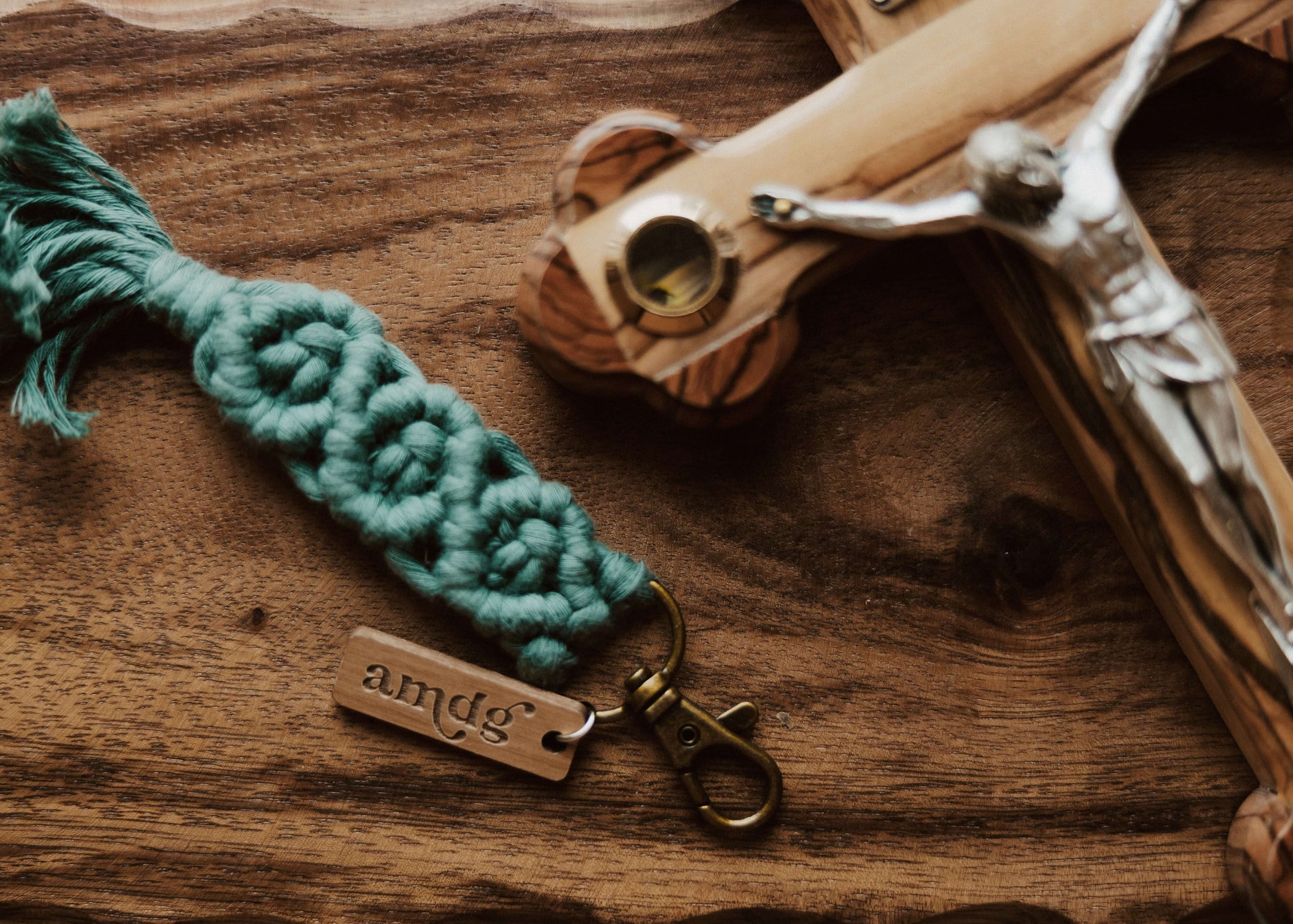 AMDG - Catholic Macrame Keychain