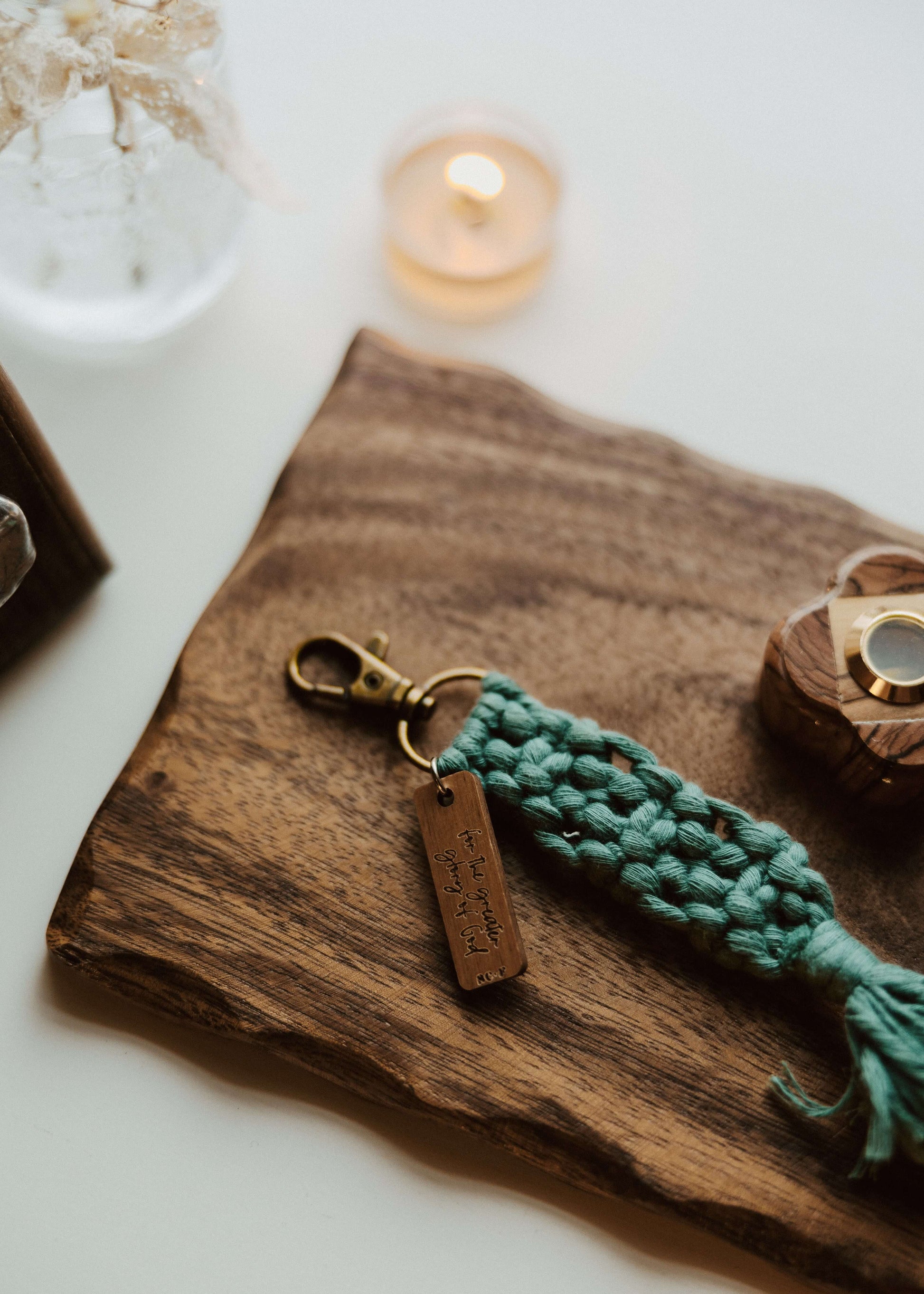AMDG - Catholic Macrame Keychain