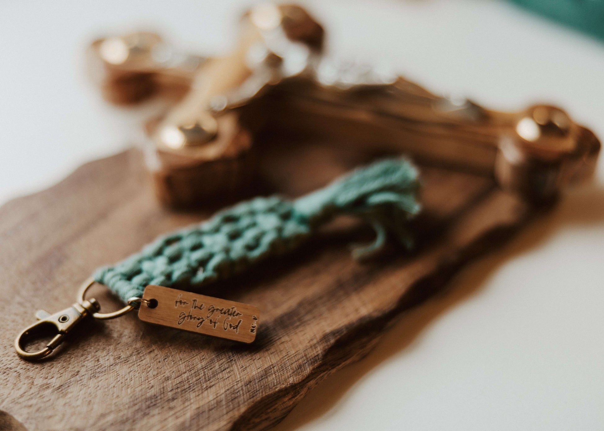 AMDG - Catholic Macrame Keychain