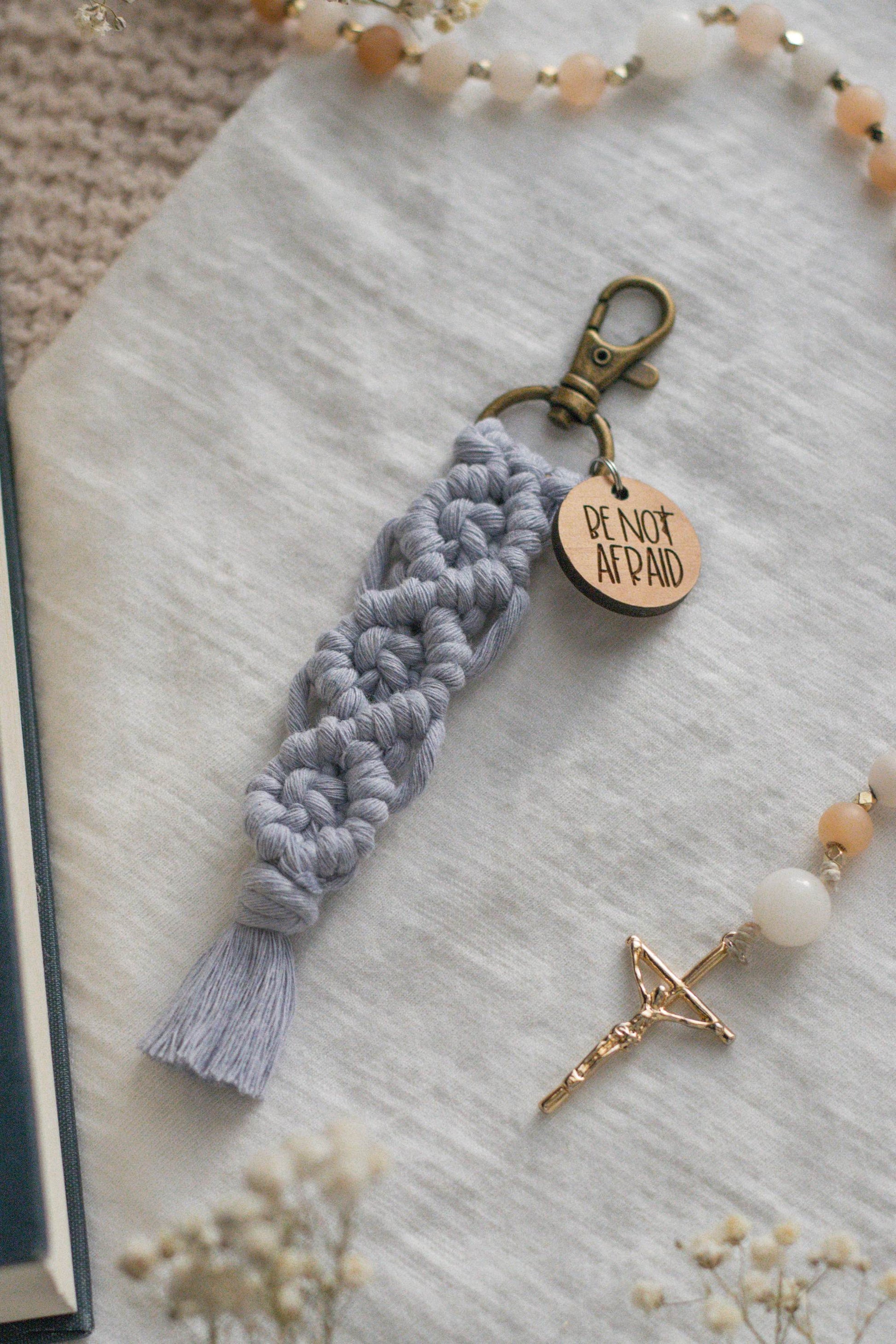 Be Not Afraid - Catholic Macrame Keychain