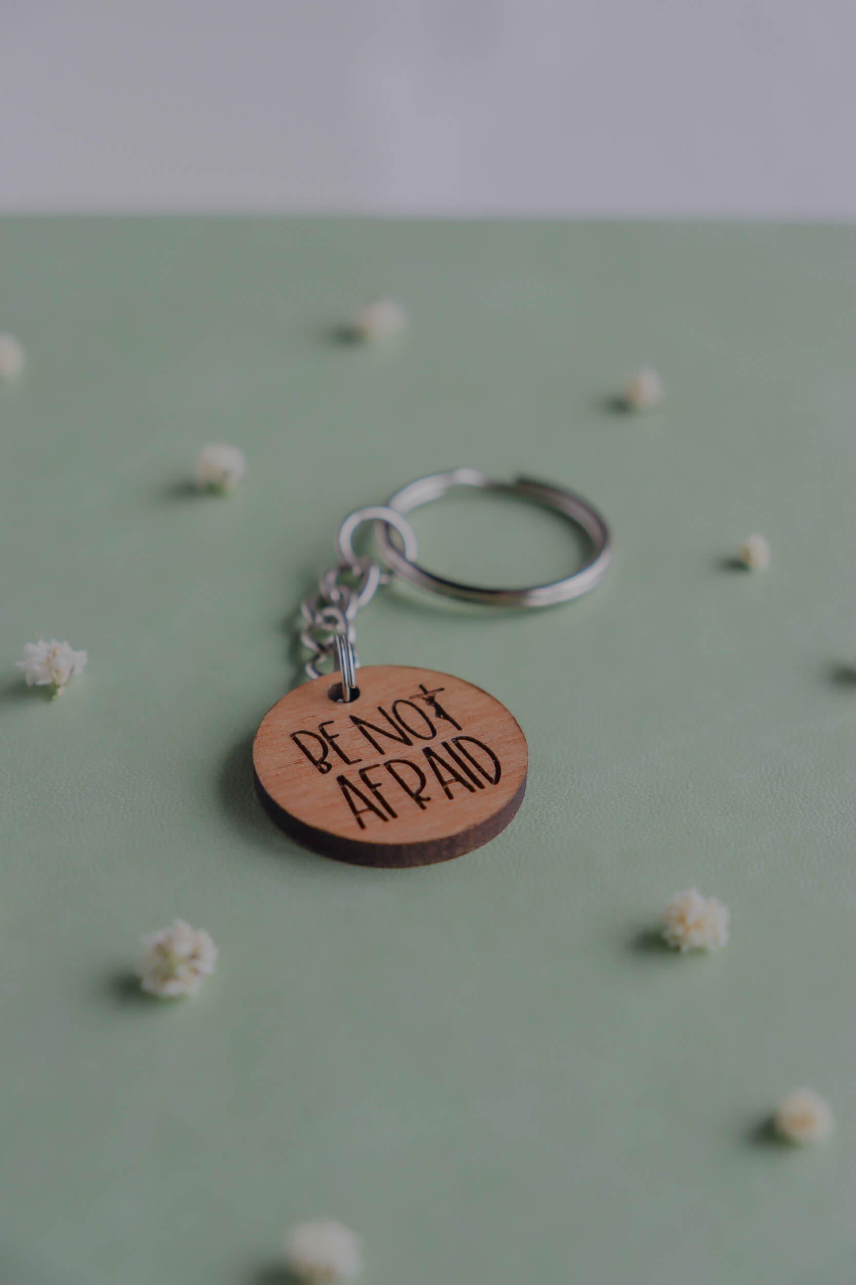 Be Not Afraid - Catholic Wood Keychain