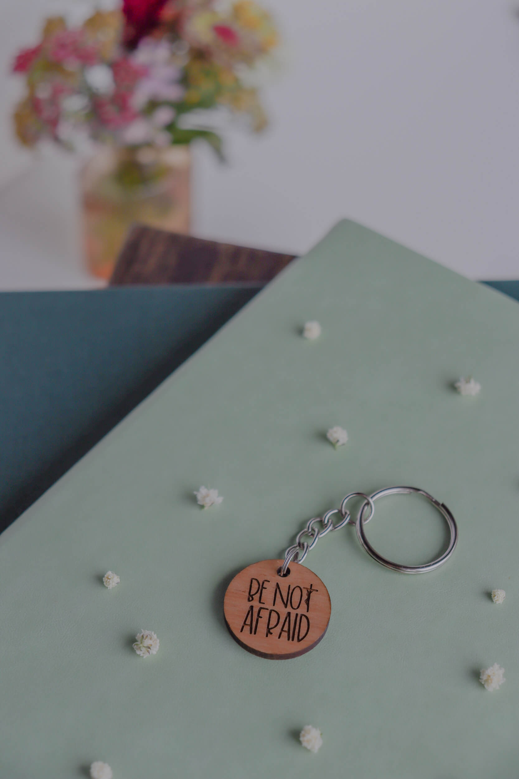 Be Not Afraid - Catholic Wood Keychain