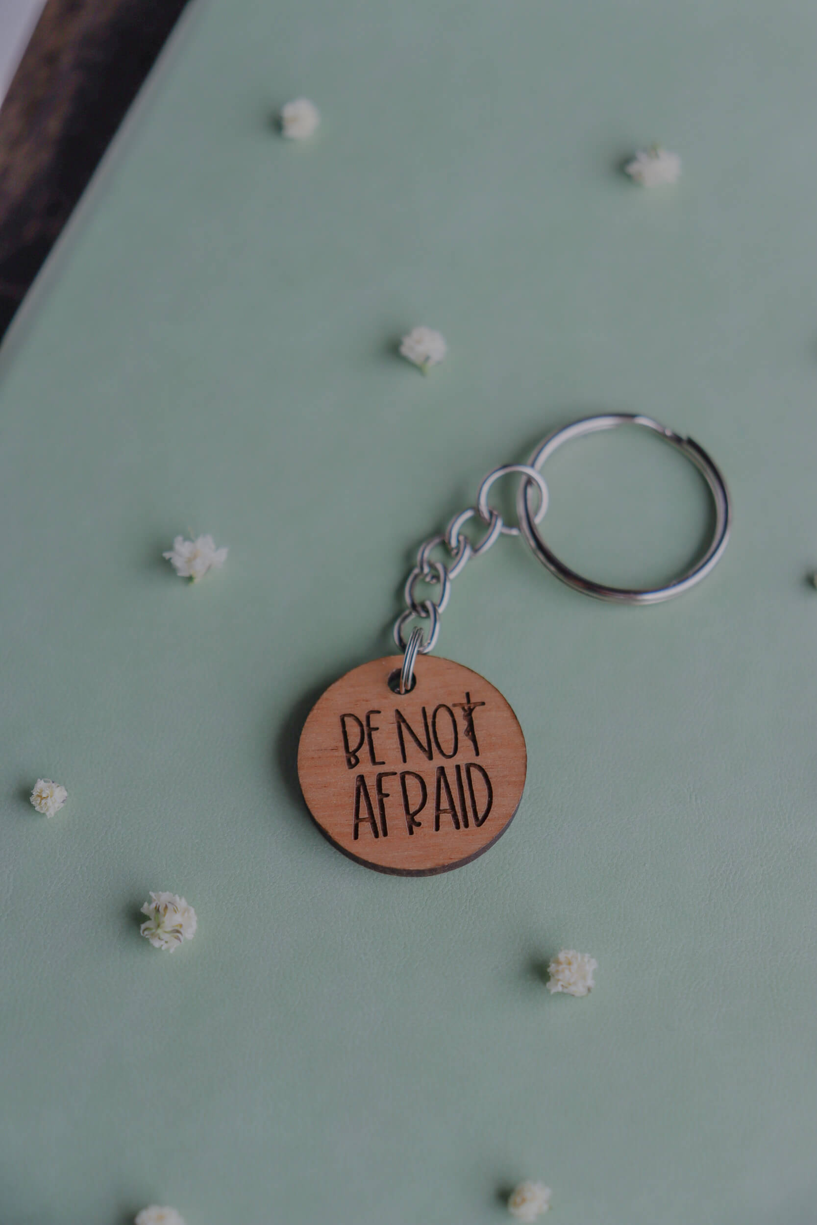 Be Not Afraid - Catholic Wood Keychain