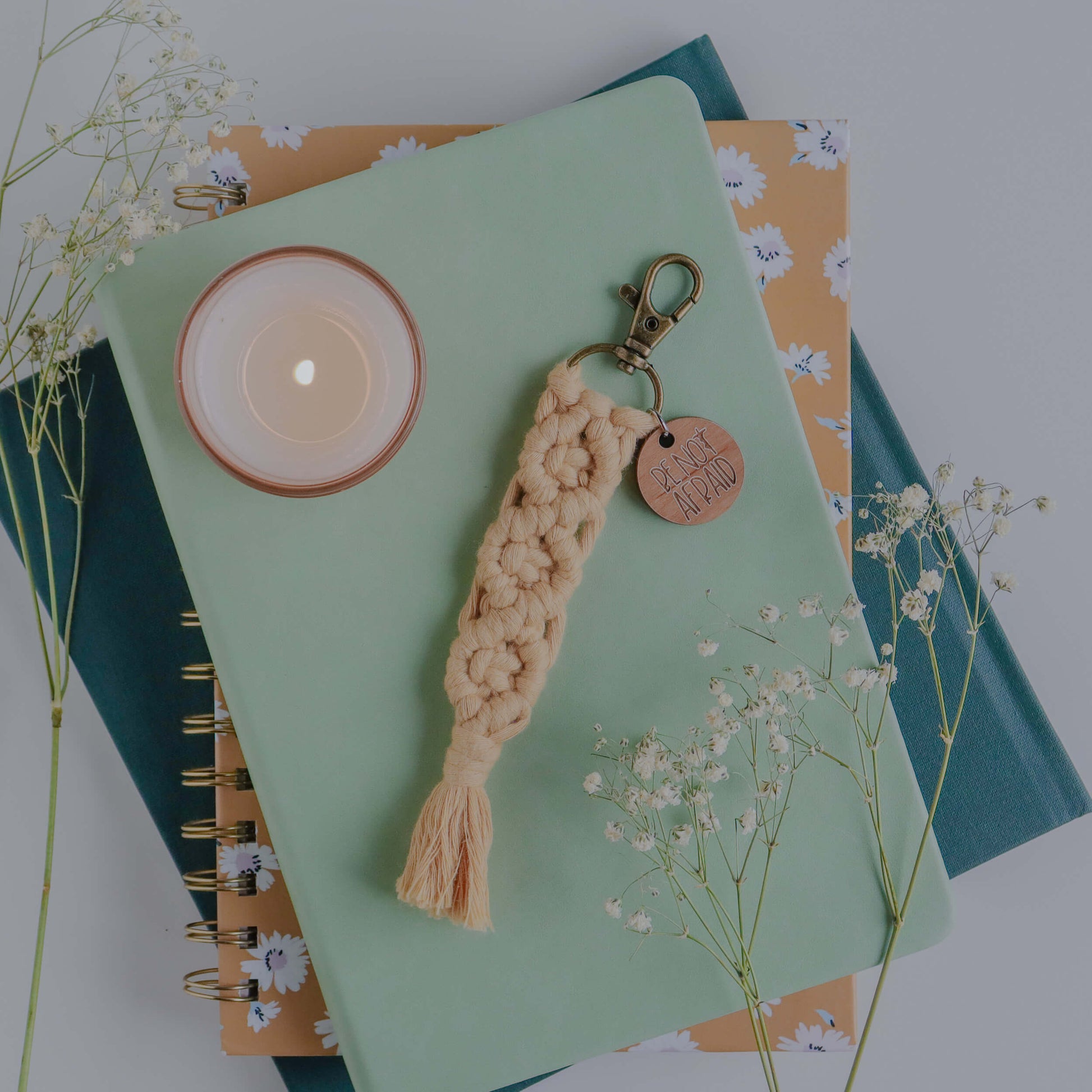 Be Not Afraid - Catholic Macrame Keychain