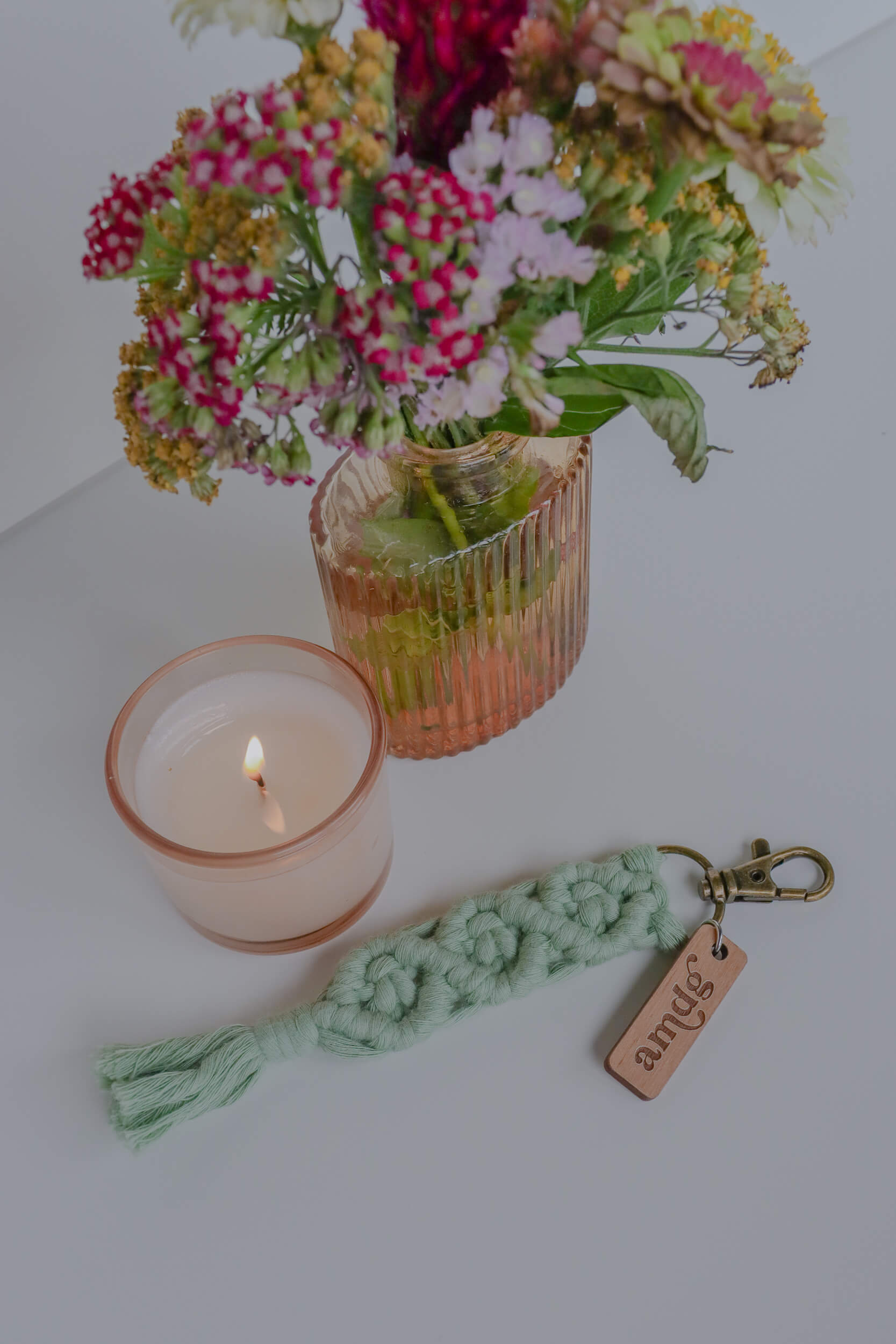 AMDG - Catholic Macrame Keychain