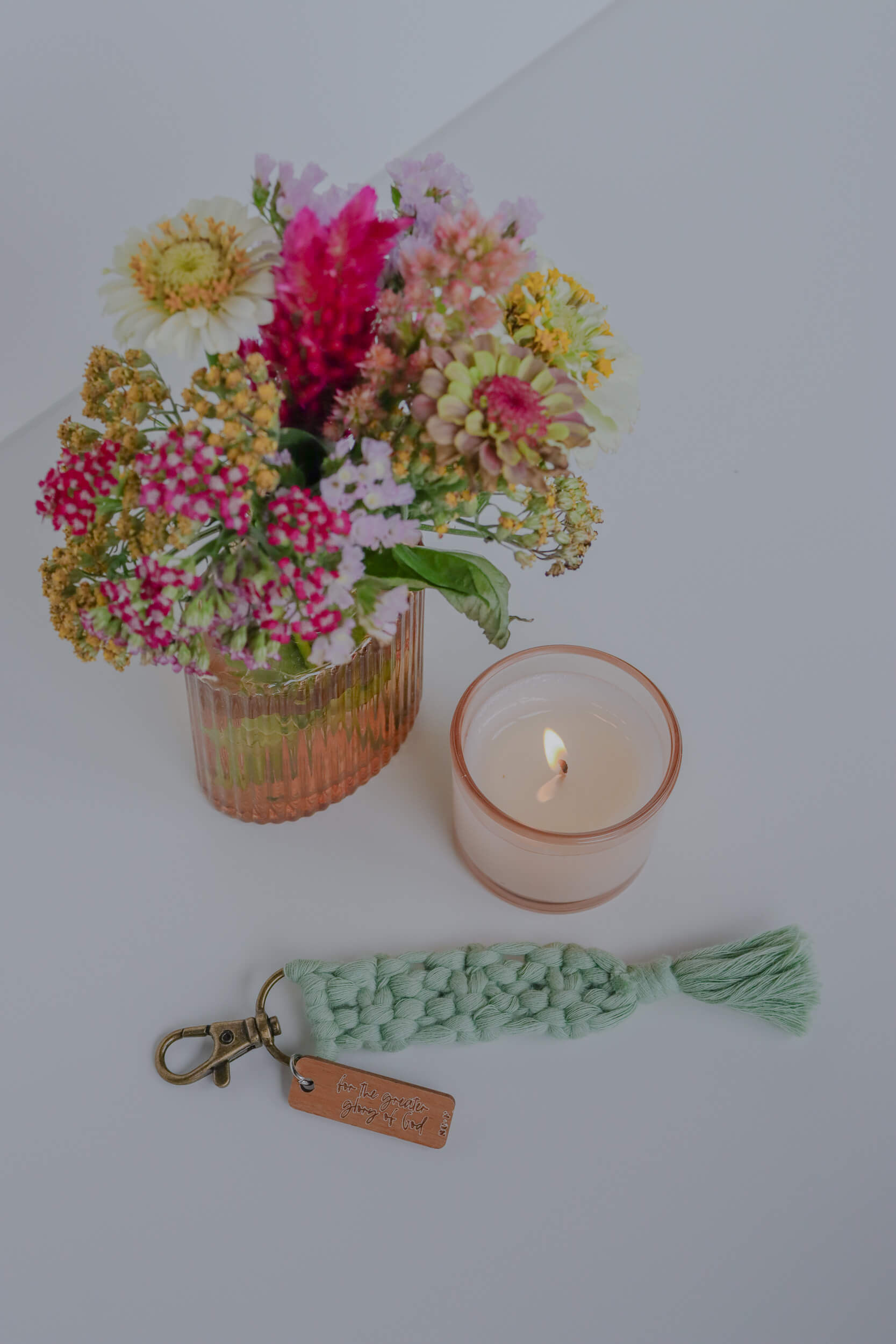 AMDG - Catholic Macrame Keychain