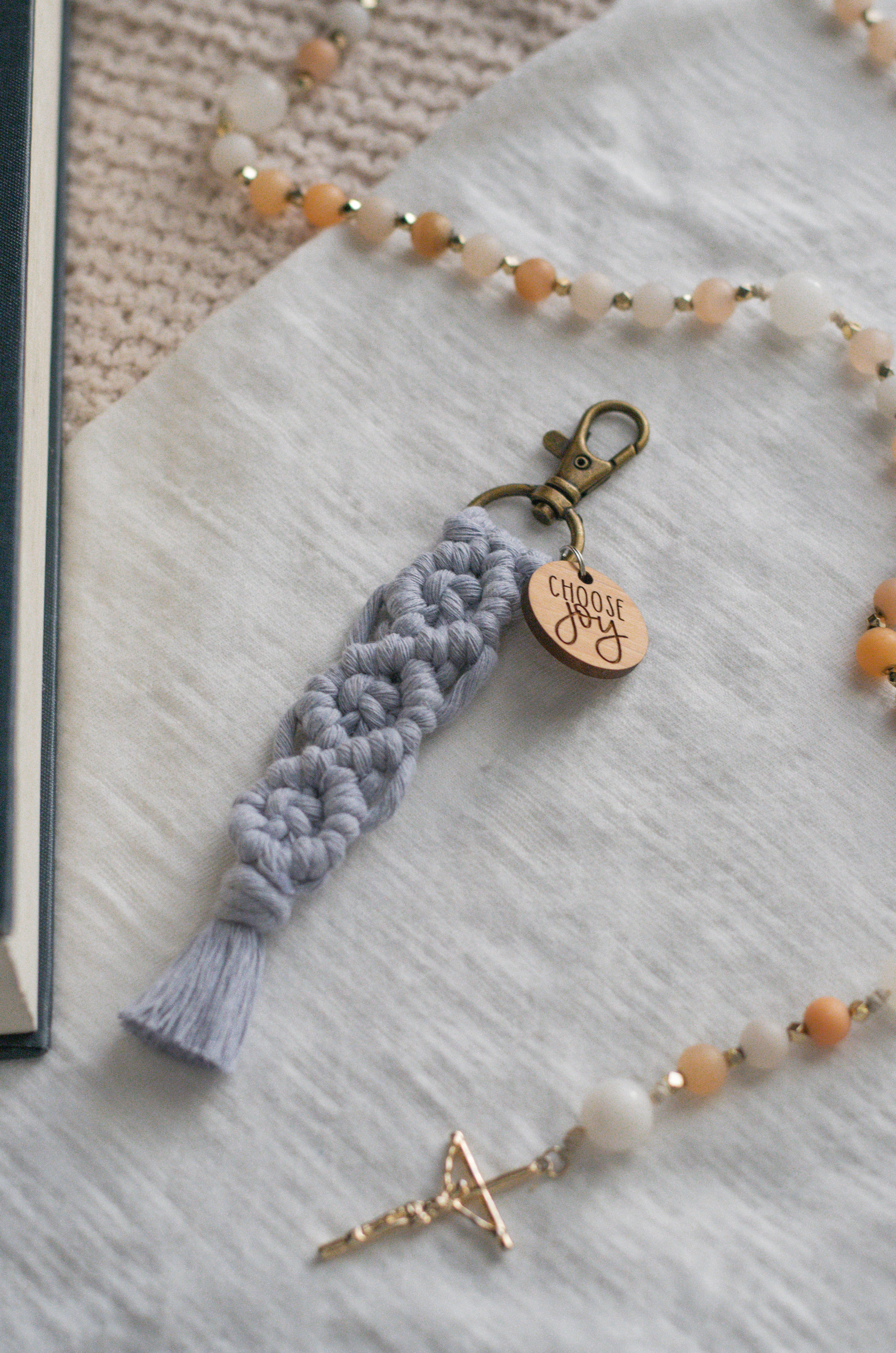 Choose Joy - Catholic Macrame Keychain