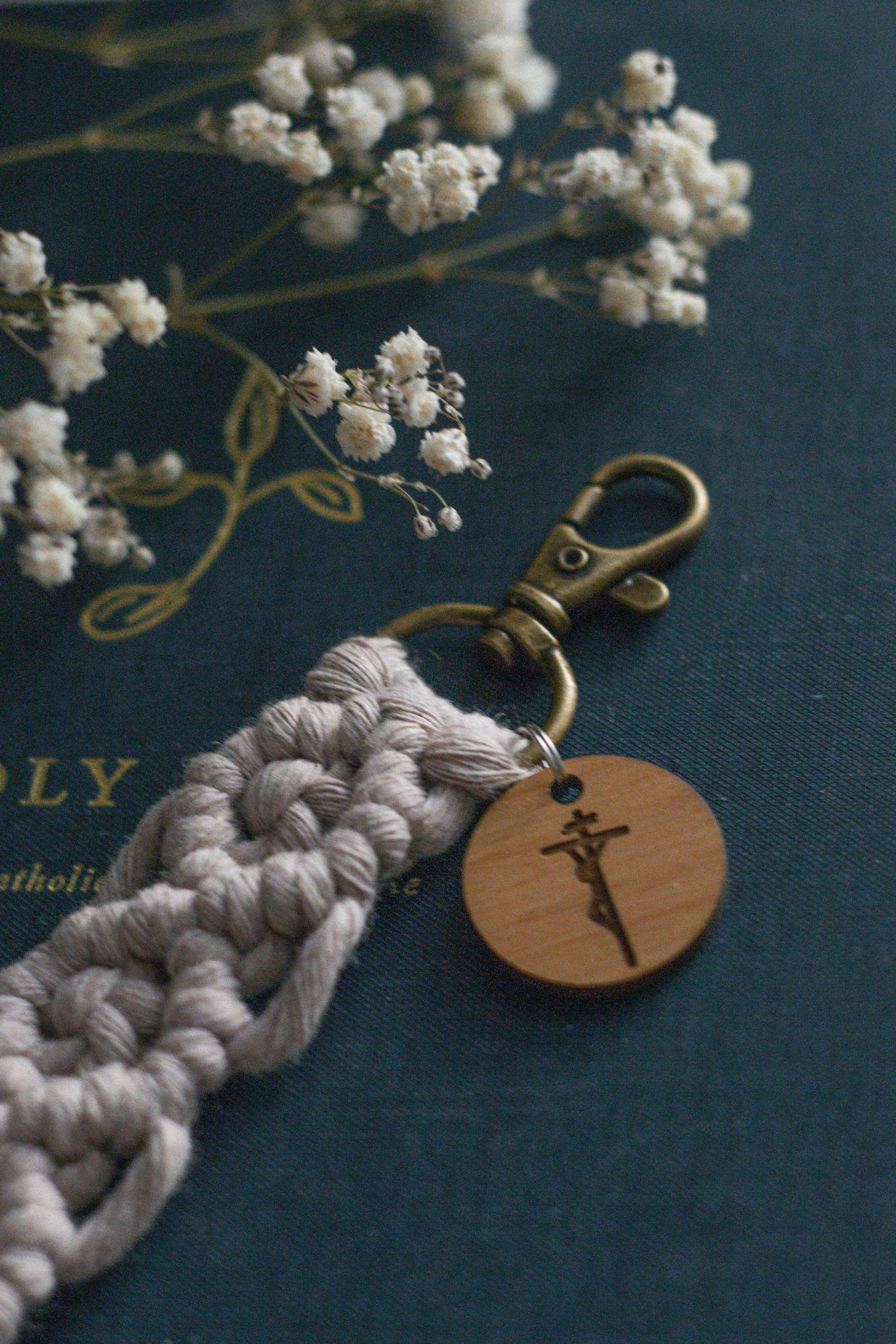 Crucifixion - Catholic Macrame Keychain