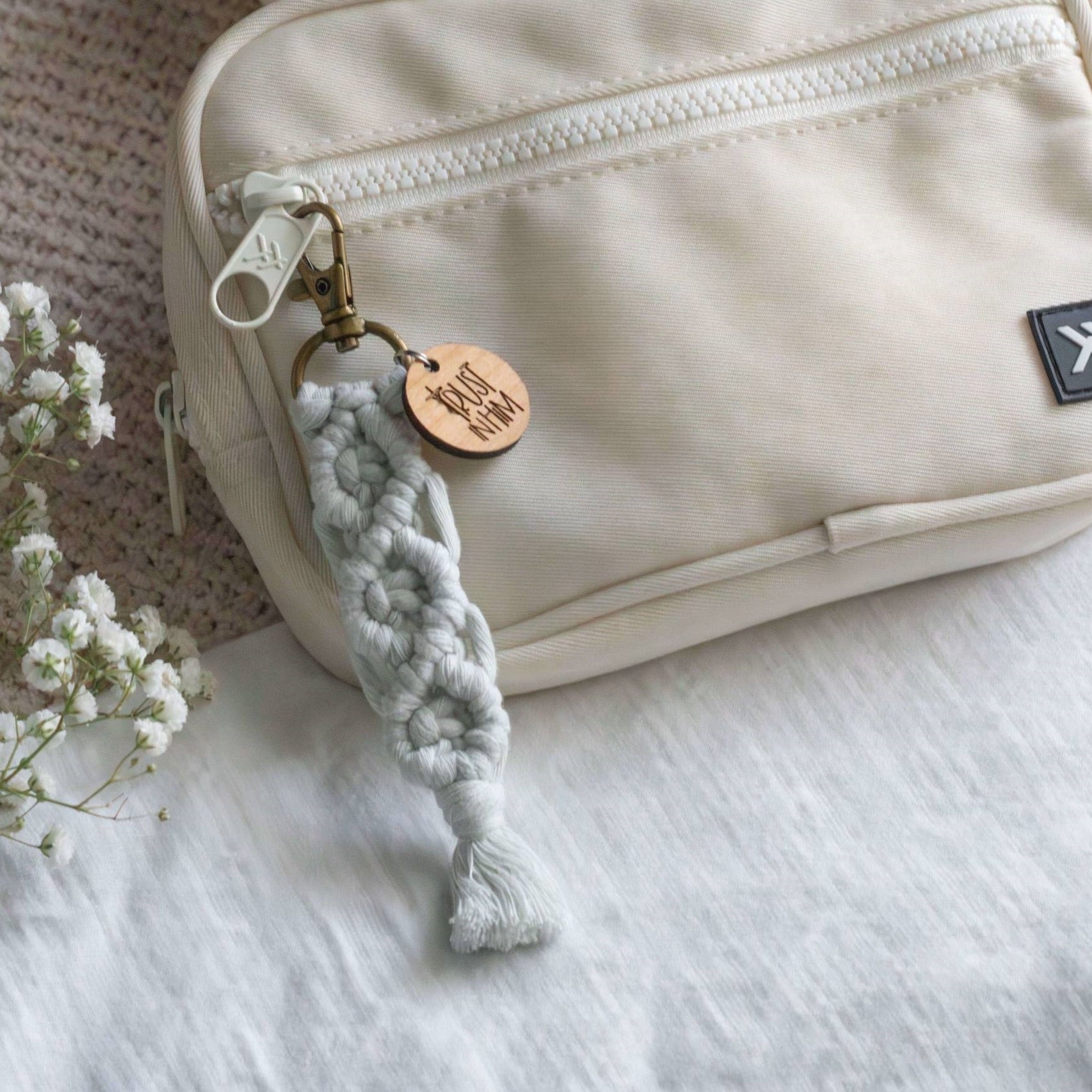 Trust in Him - Catholic Macrame Keychain