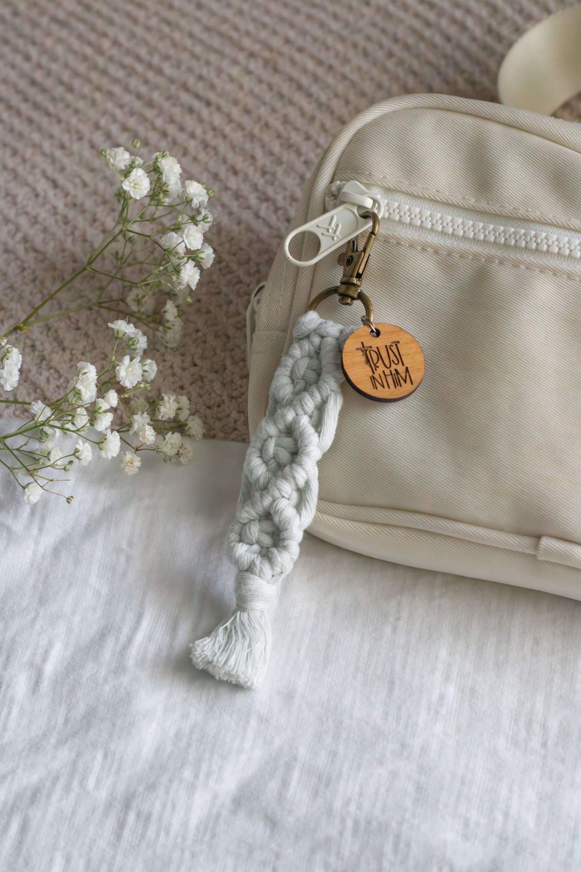 Trust in Him - Catholic Macrame Keychain