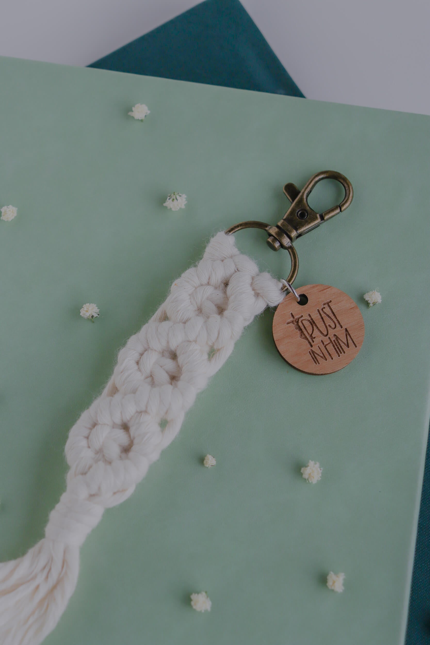 Trust in Him - Catholic Macrame Keychain