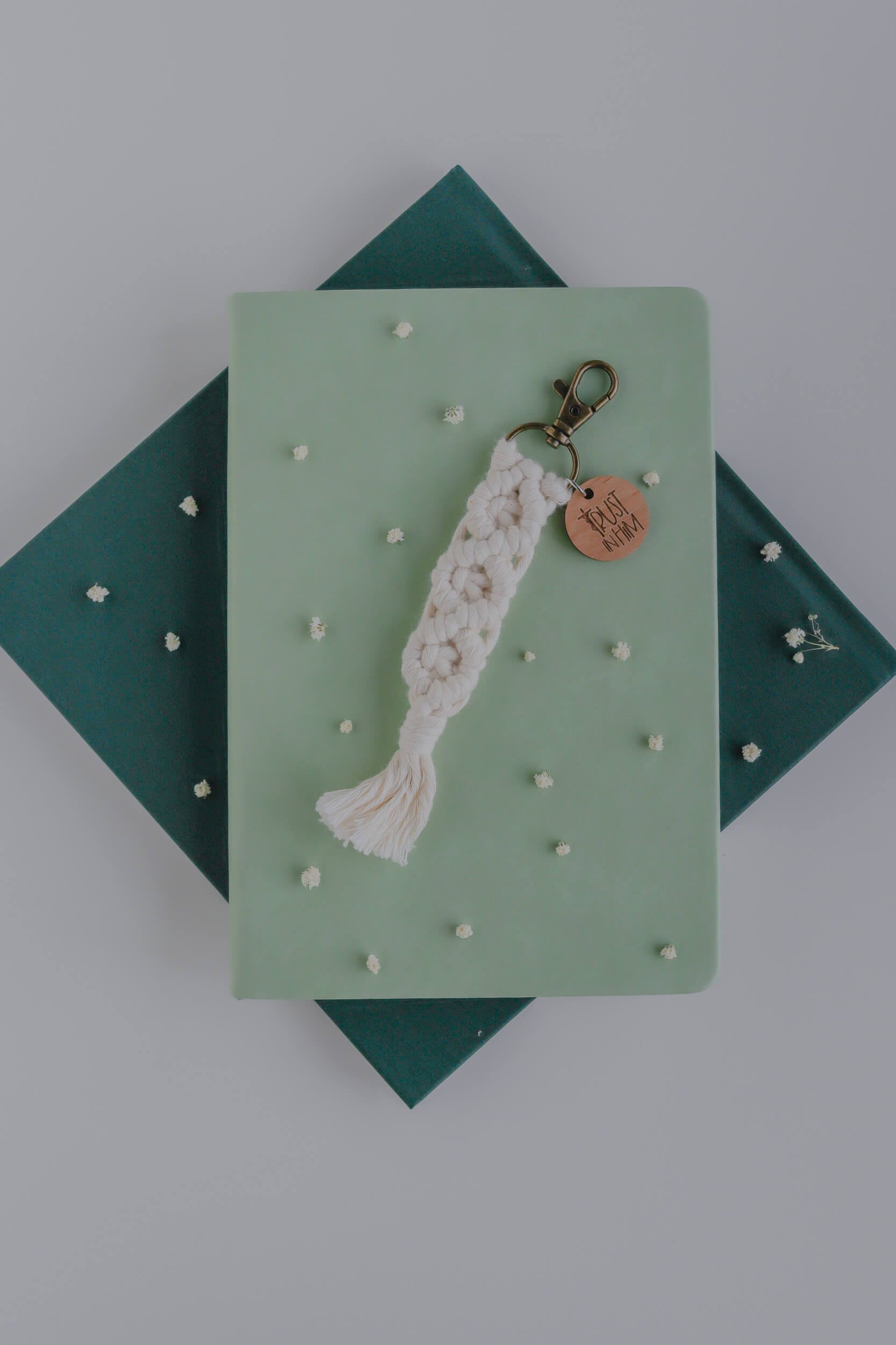 Trust in Him - Catholic Macrame Keychain