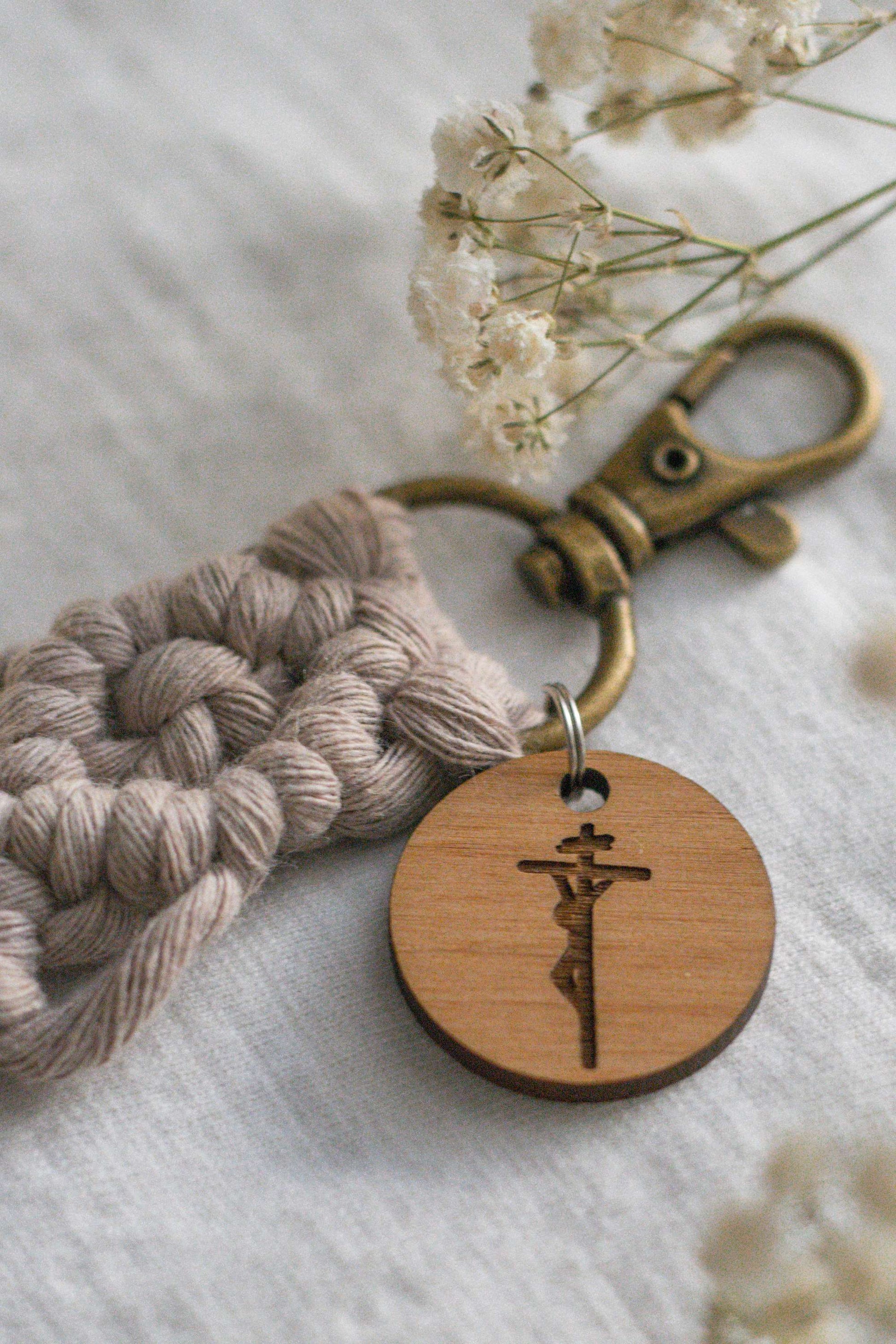 Crucifixion - Catholic Macrame Keychain