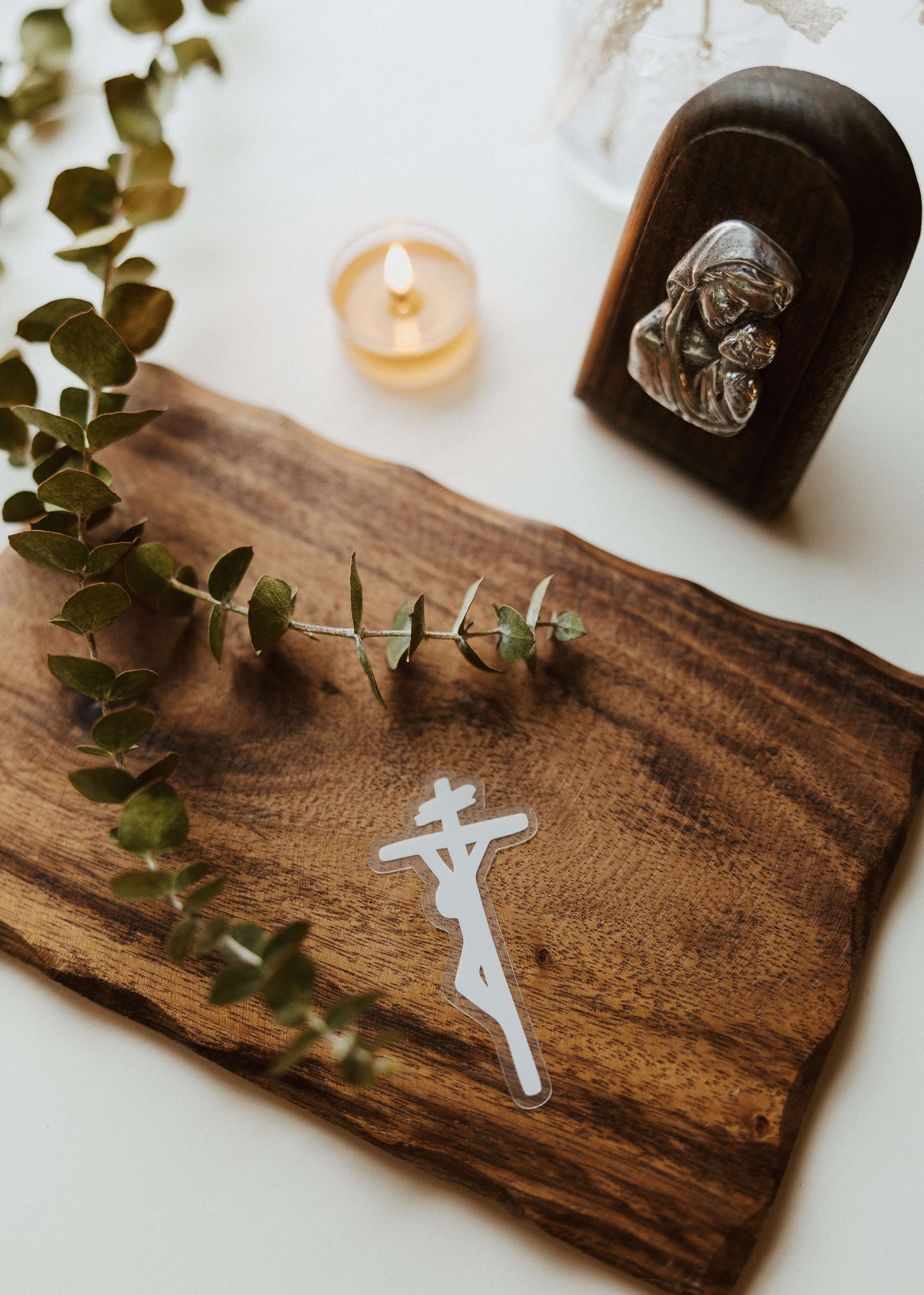 CLEAR Crucifixion Catholic Sticker