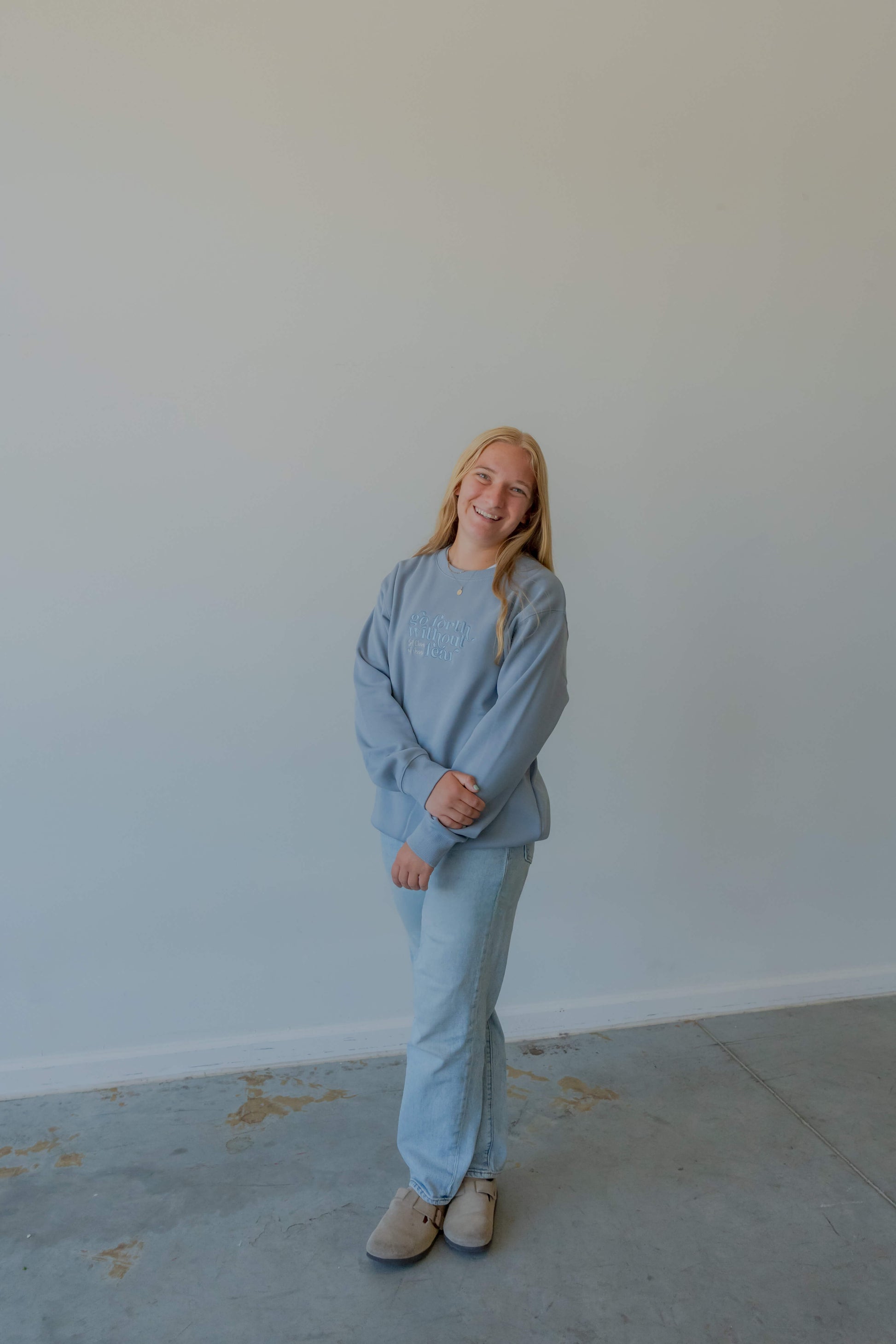 Go Forth Without Fear Catholic crewneck