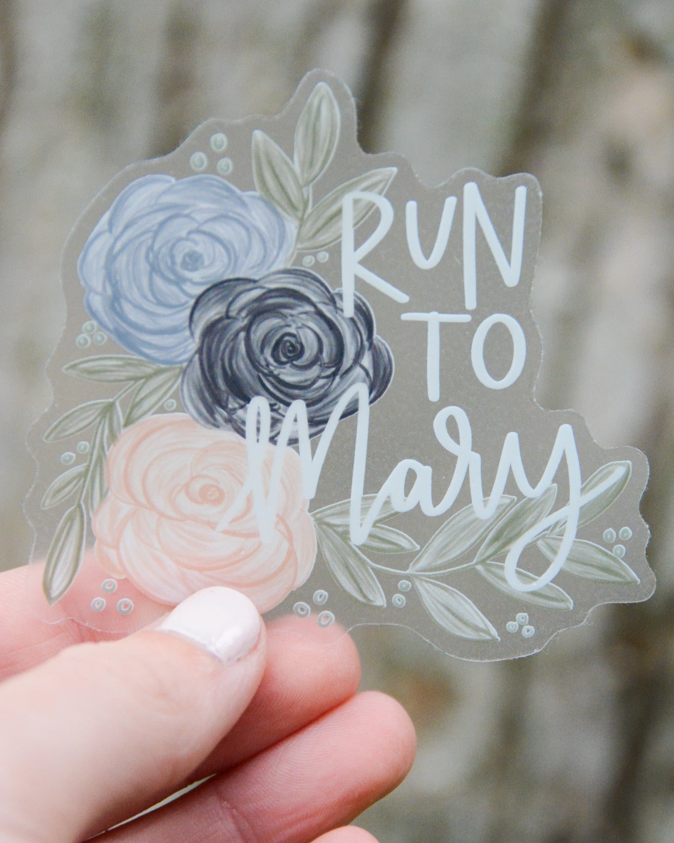 Run to Mary - Catholic Floral Sticker