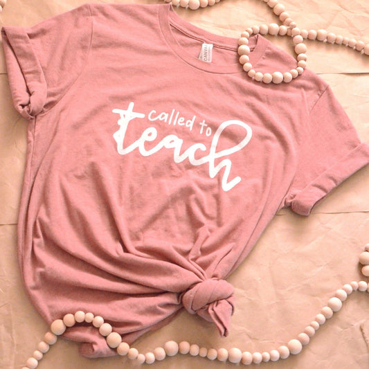 Called to Teach pink Catholic t-shirt