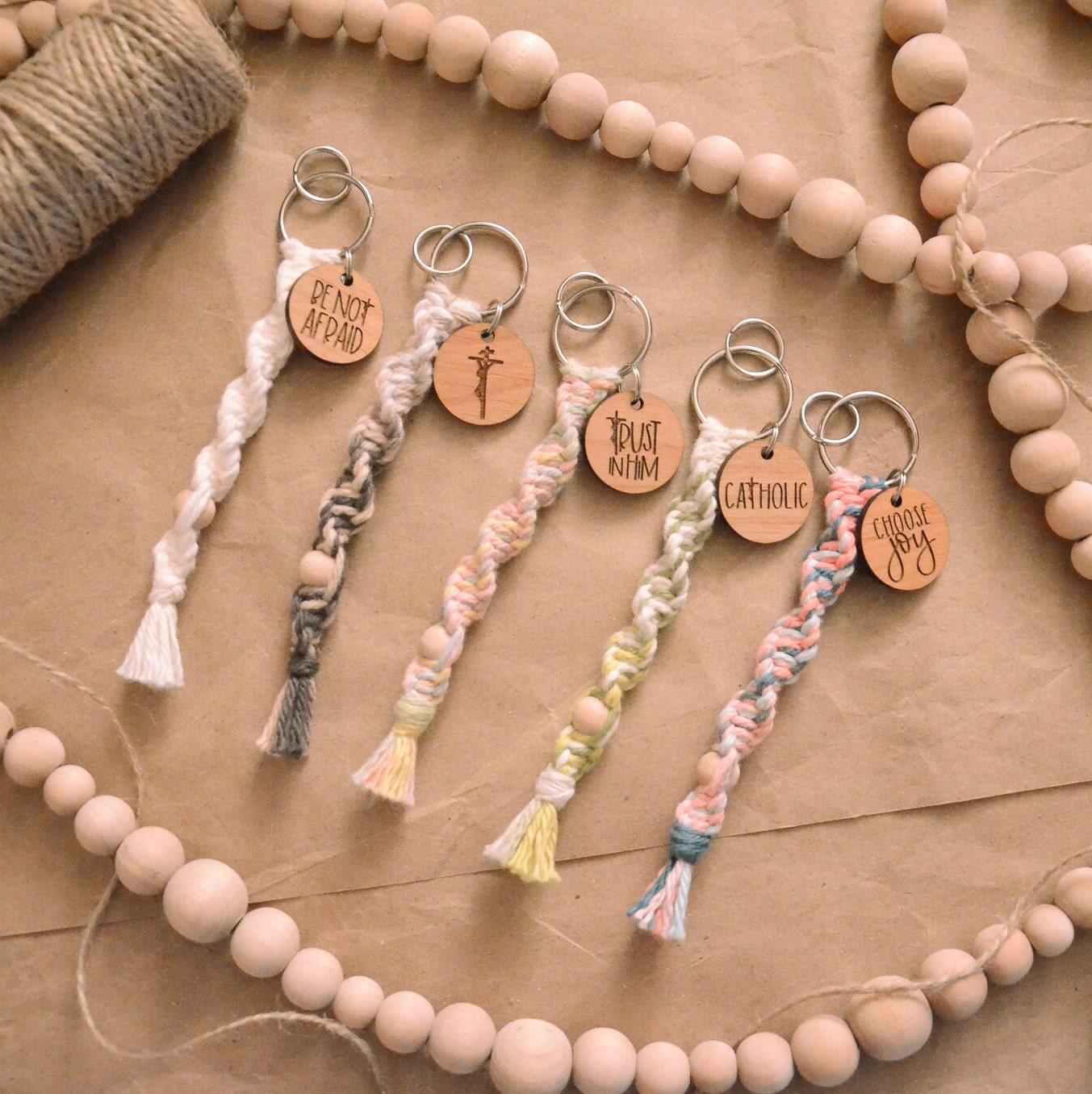 Macrame Keychain Beads, Macrame Keychain Jewelry