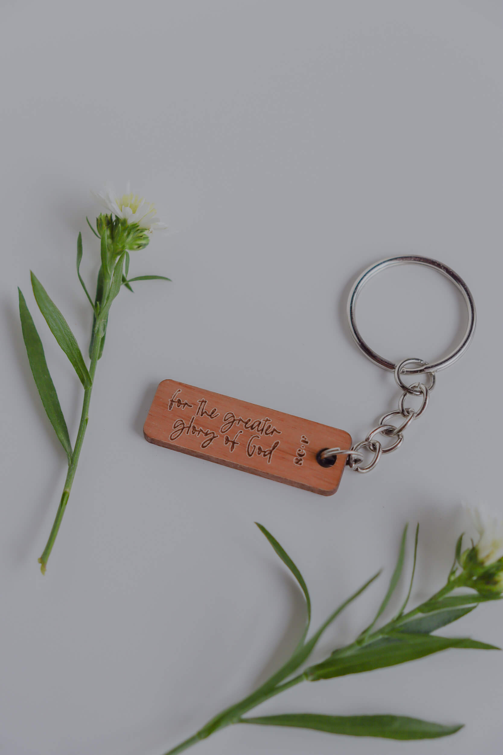 AMDG "For the Greater Glory of God" - Catholic Wood Keychain