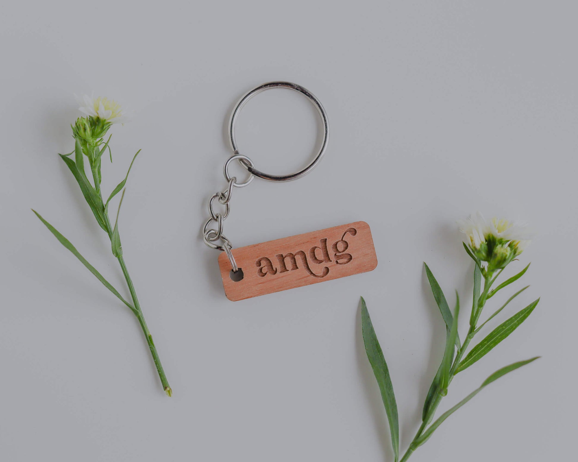 AMDG "For the Greater Glory of God" - Catholic Wood Keychain