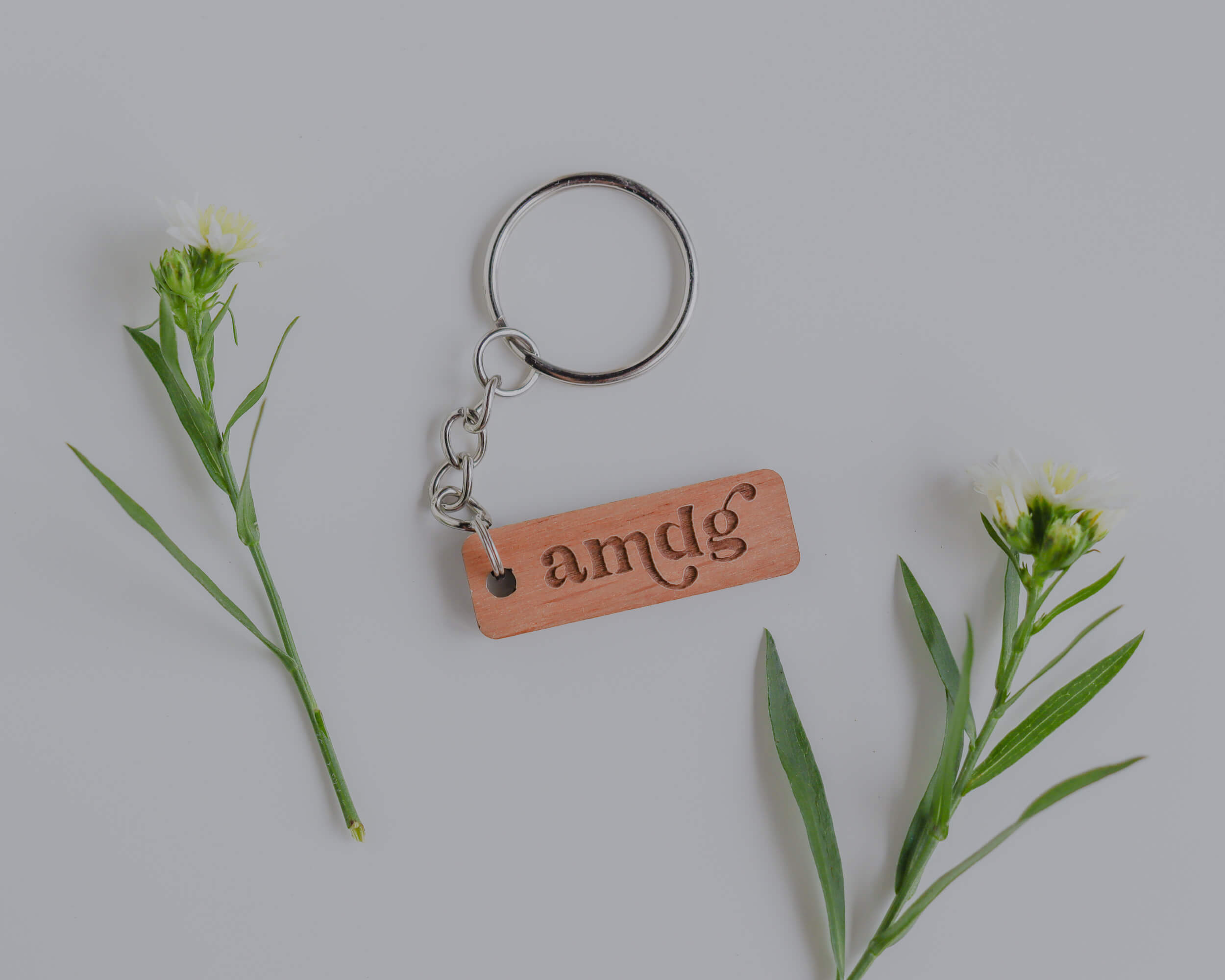 AMDG "For the Greater Glory of God" - Catholic Wood Keychain