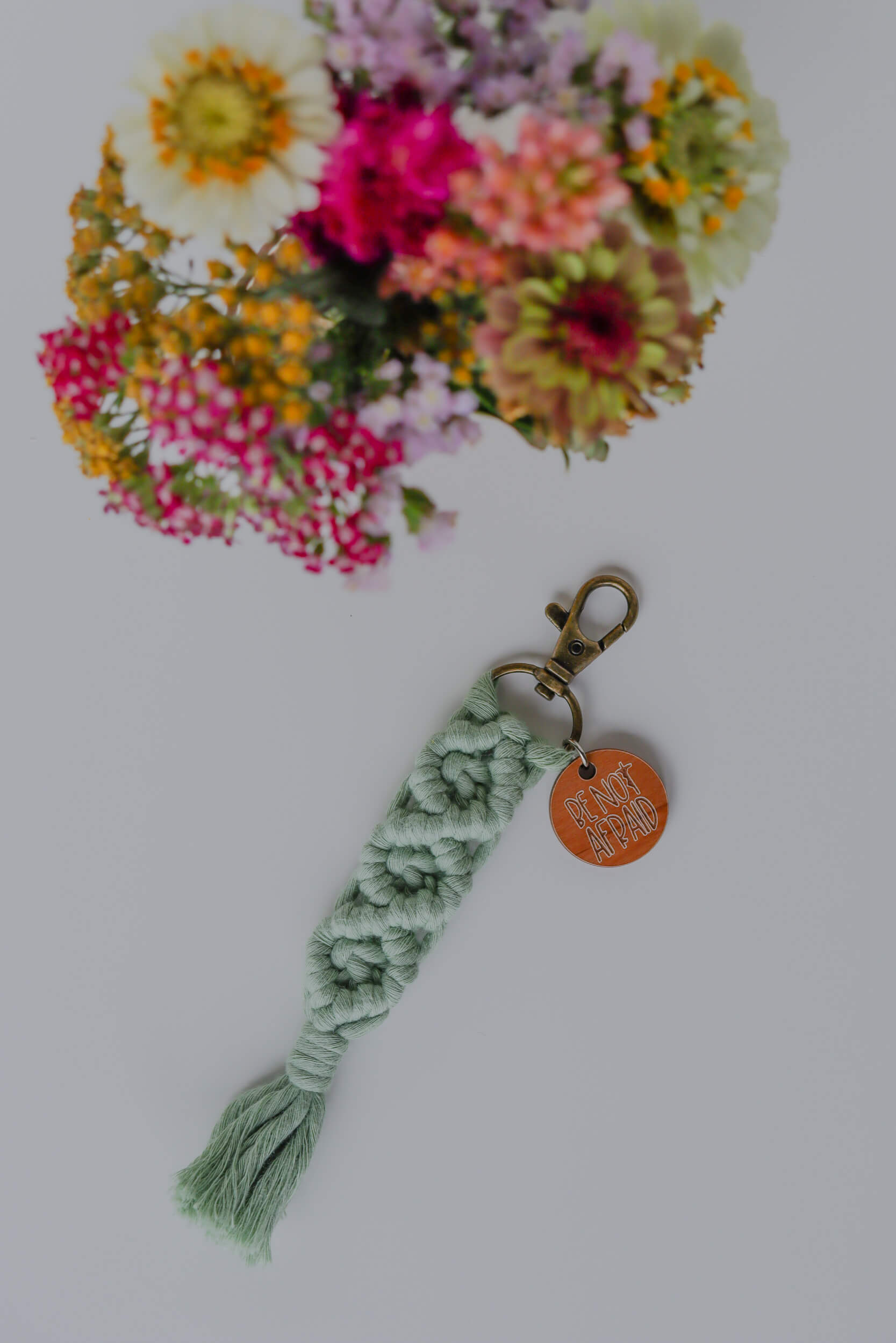 Be Not Afraid - Catholic Macrame Keychain