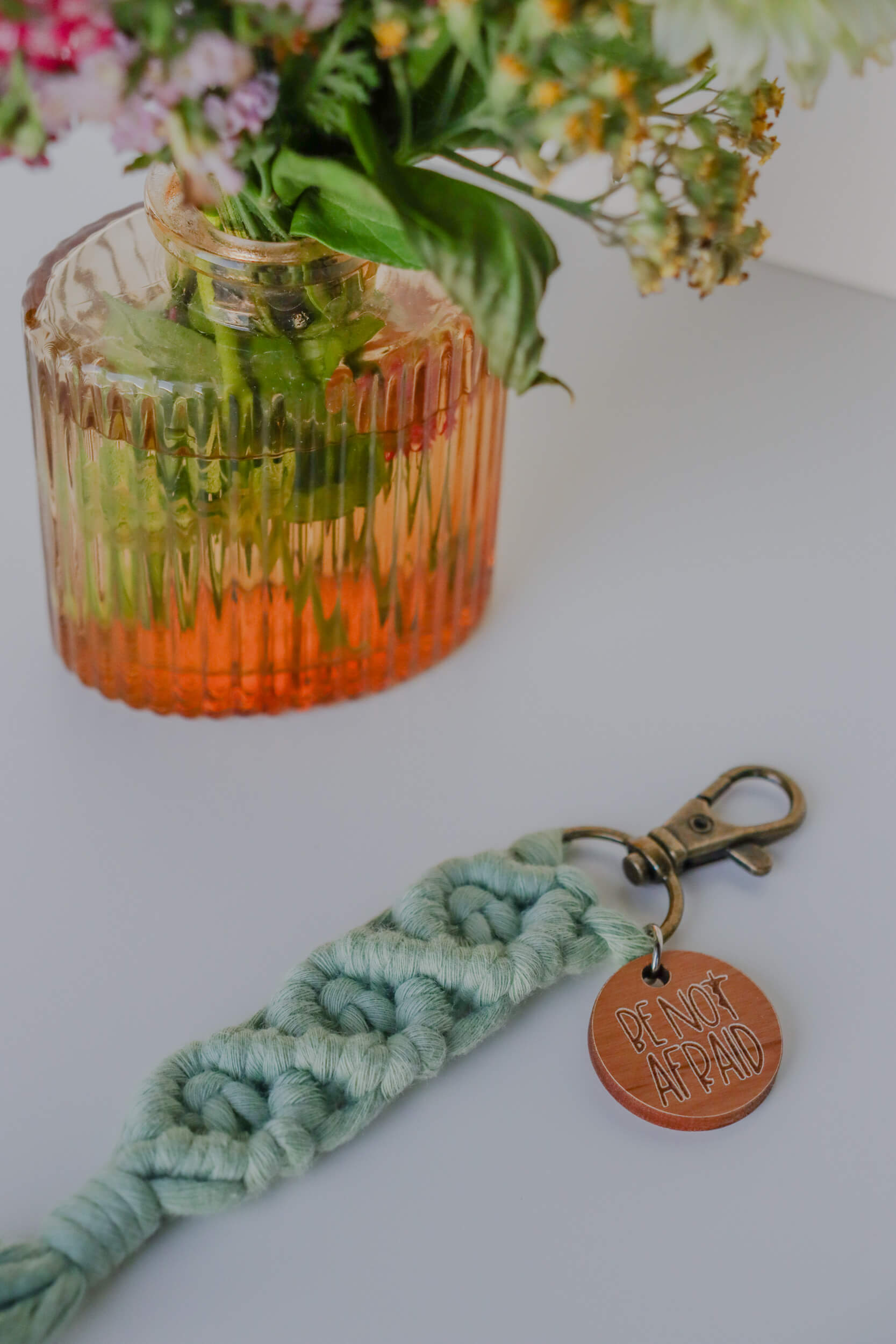 Be Not Afraid - Catholic Macrame Keychain