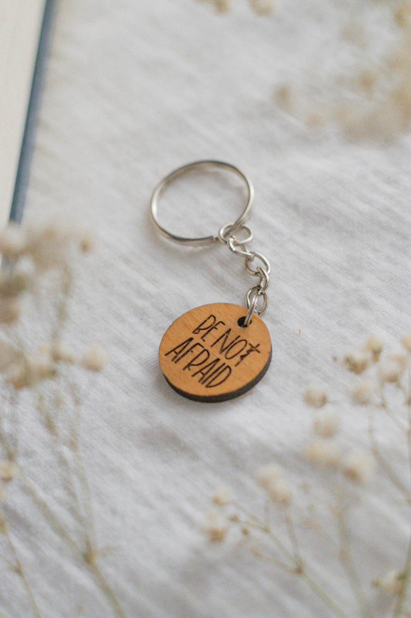 Be Not Afraid - Catholic Wood Keychain