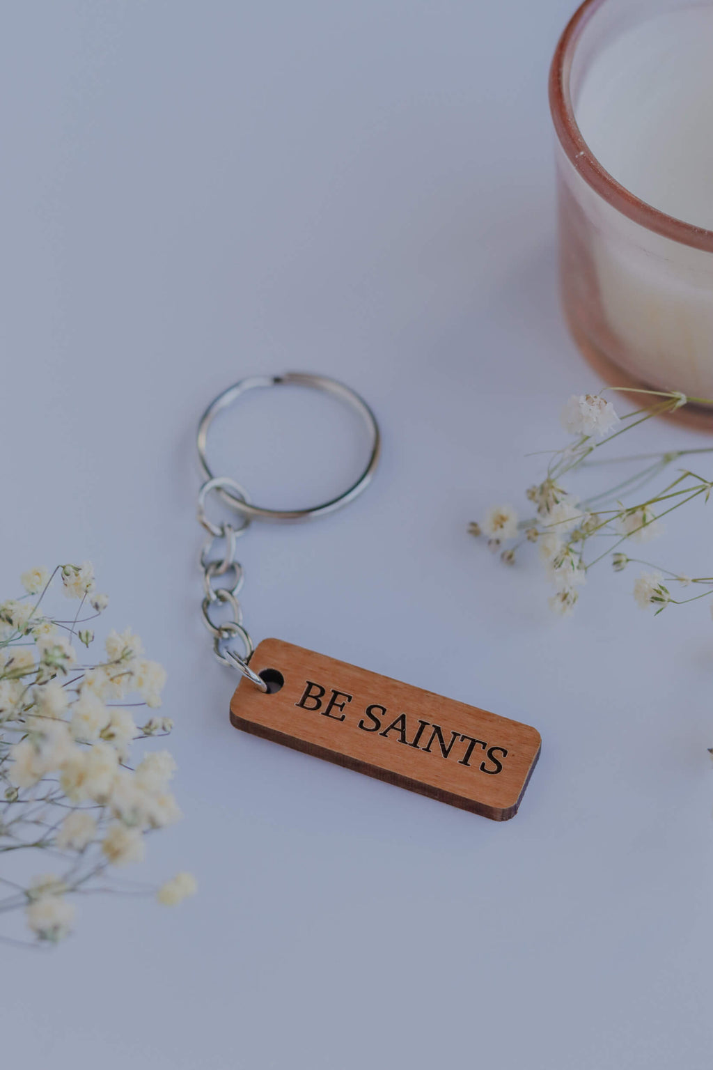 Be Saints - Catholic Wood Keychain