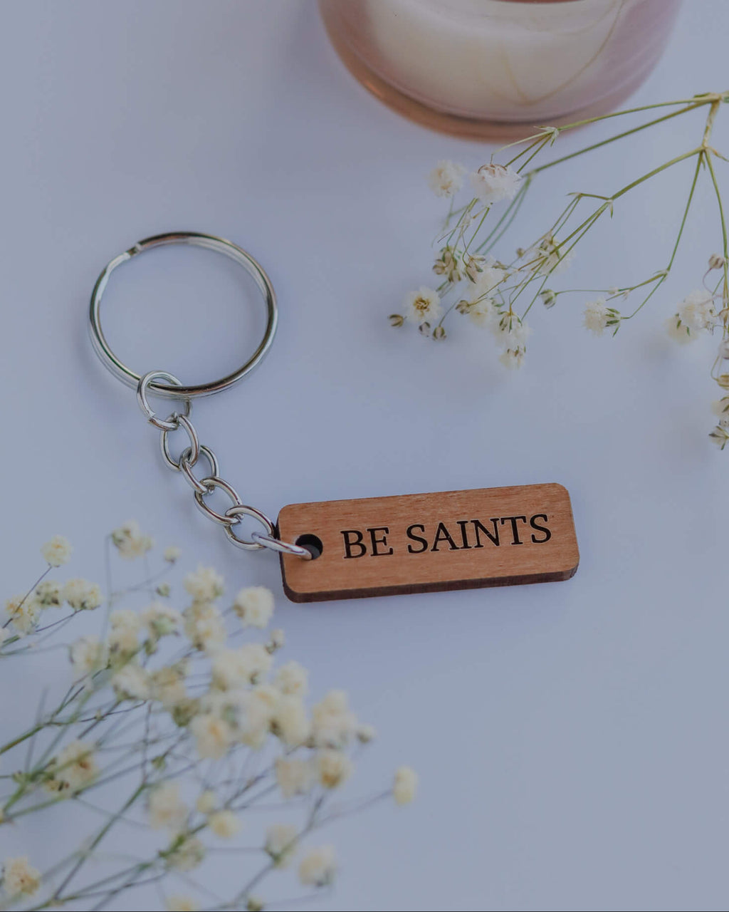 Be Saints - Catholic Wood Keychain