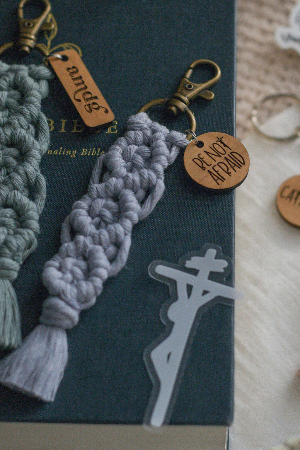 Be Not Afraid - Catholic Macrame Keychain
