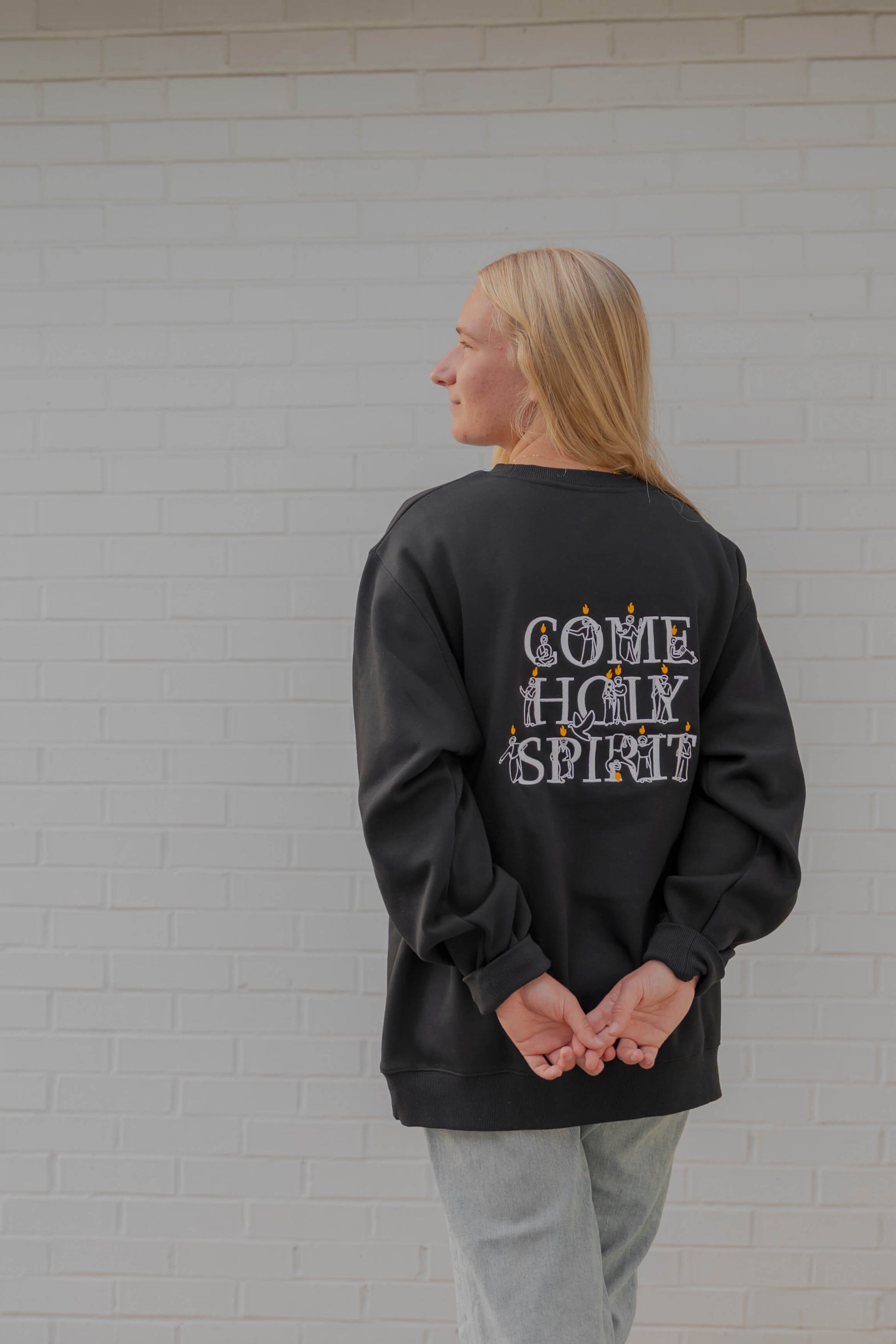 Come Holy Spirit Catholic crewneck - BLACK