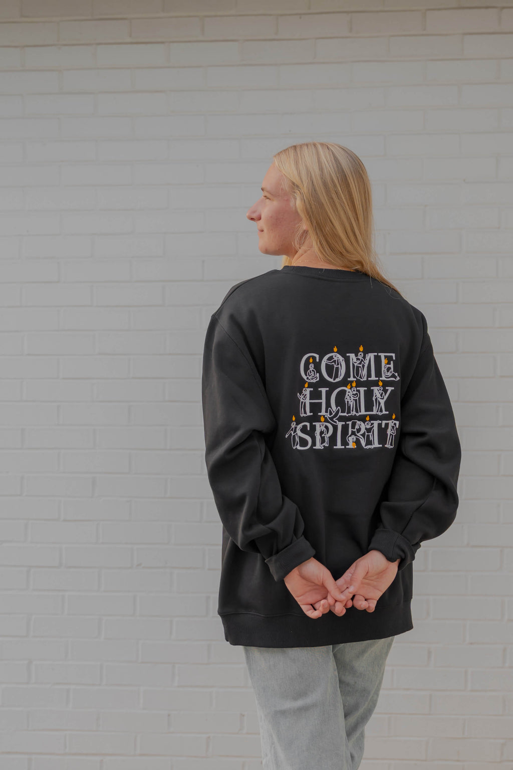 Come Holy Spirit Catholic crewneck - BLACK - PREORDER