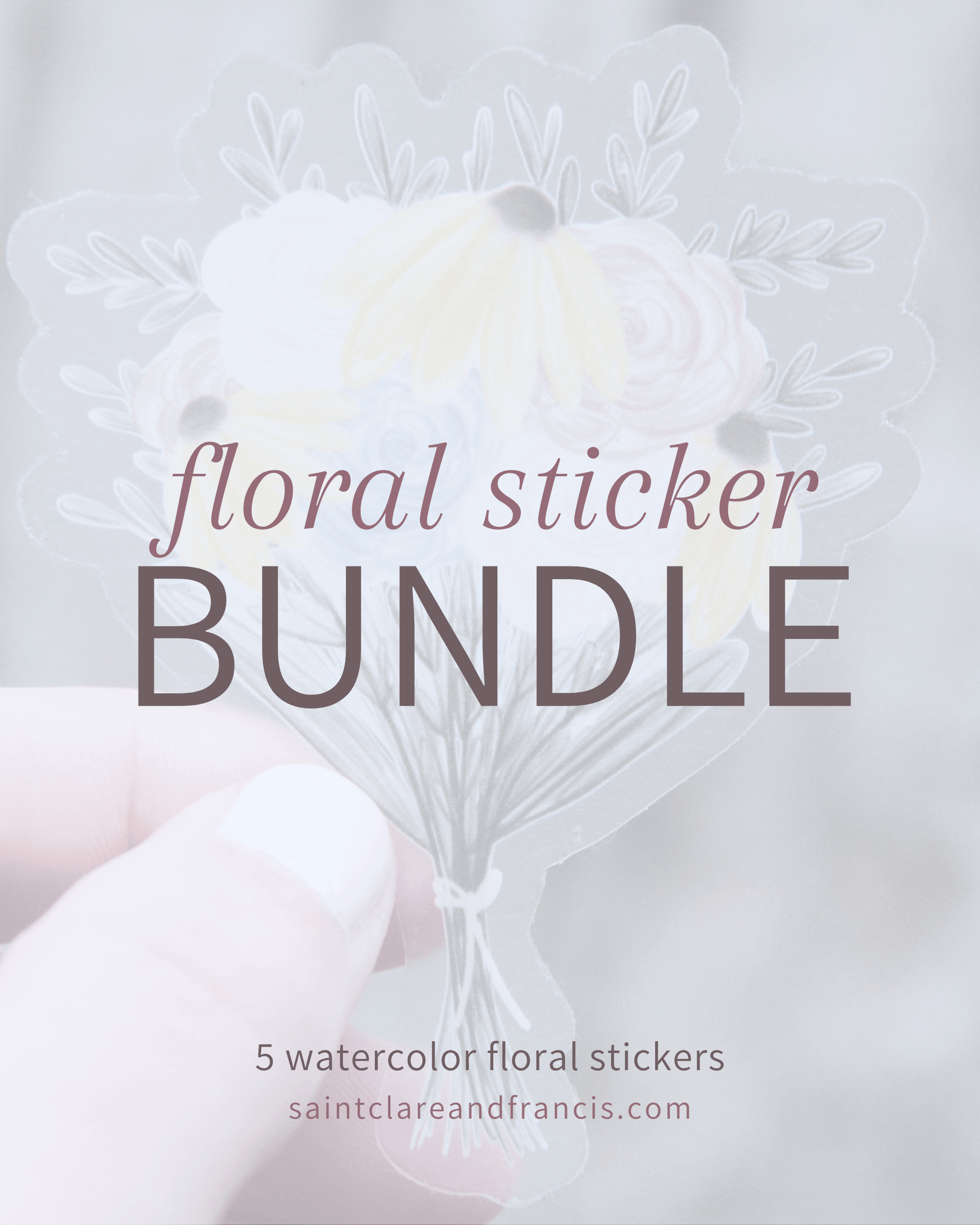 5 Pack- Catholic Floral Vinyl Stickers