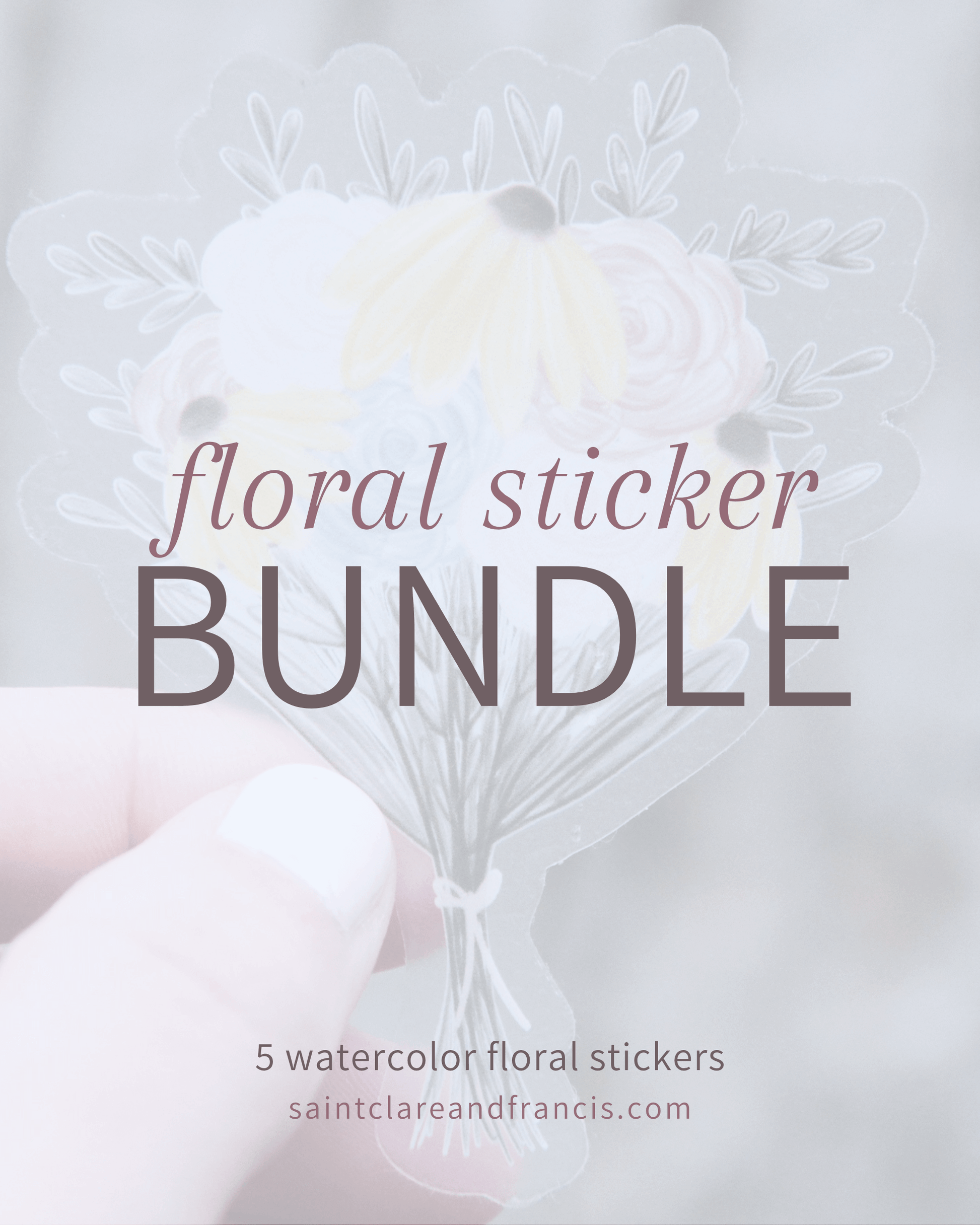 5 Pack- Catholic Floral Vinyl Stickers