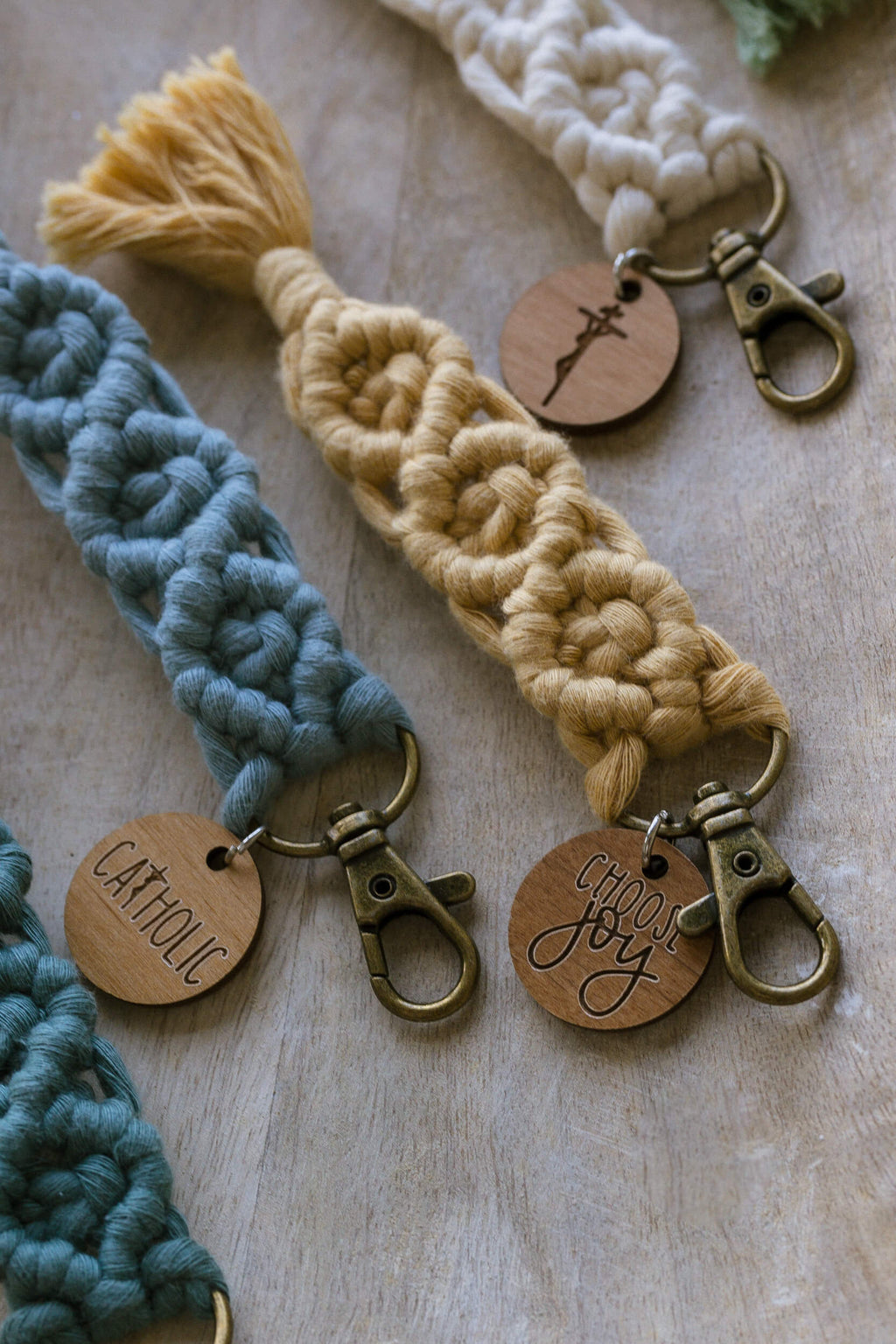 Choose Joy - Catholic Macrame Keychain