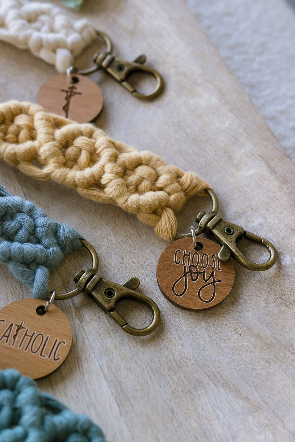 Choose Joy - Catholic Macrame Keychain