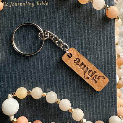AMDG "For the Greater Glory of God" - Catholic Wood Keychain