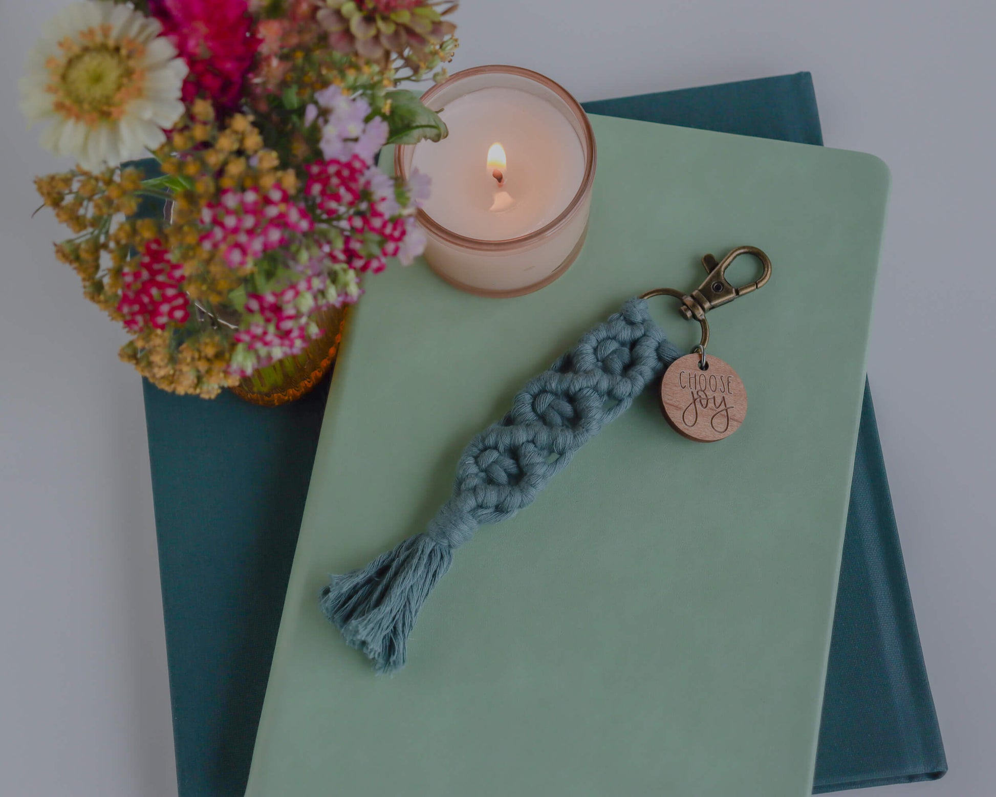 Choose Joy - Catholic Macrame Keychain