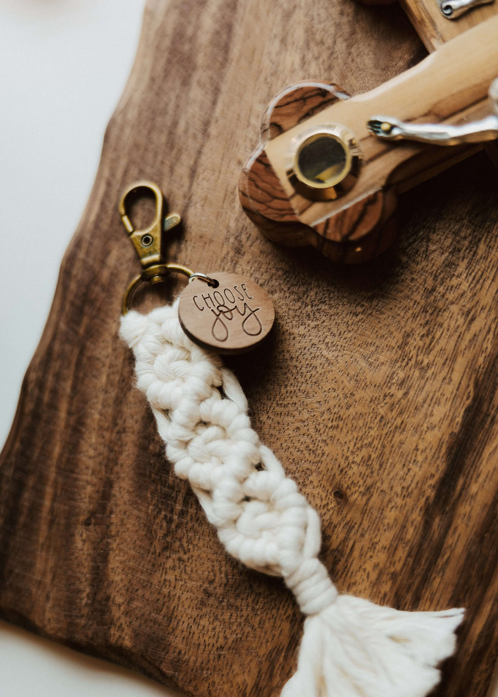 Choose Joy - Catholic Macrame Keychain
