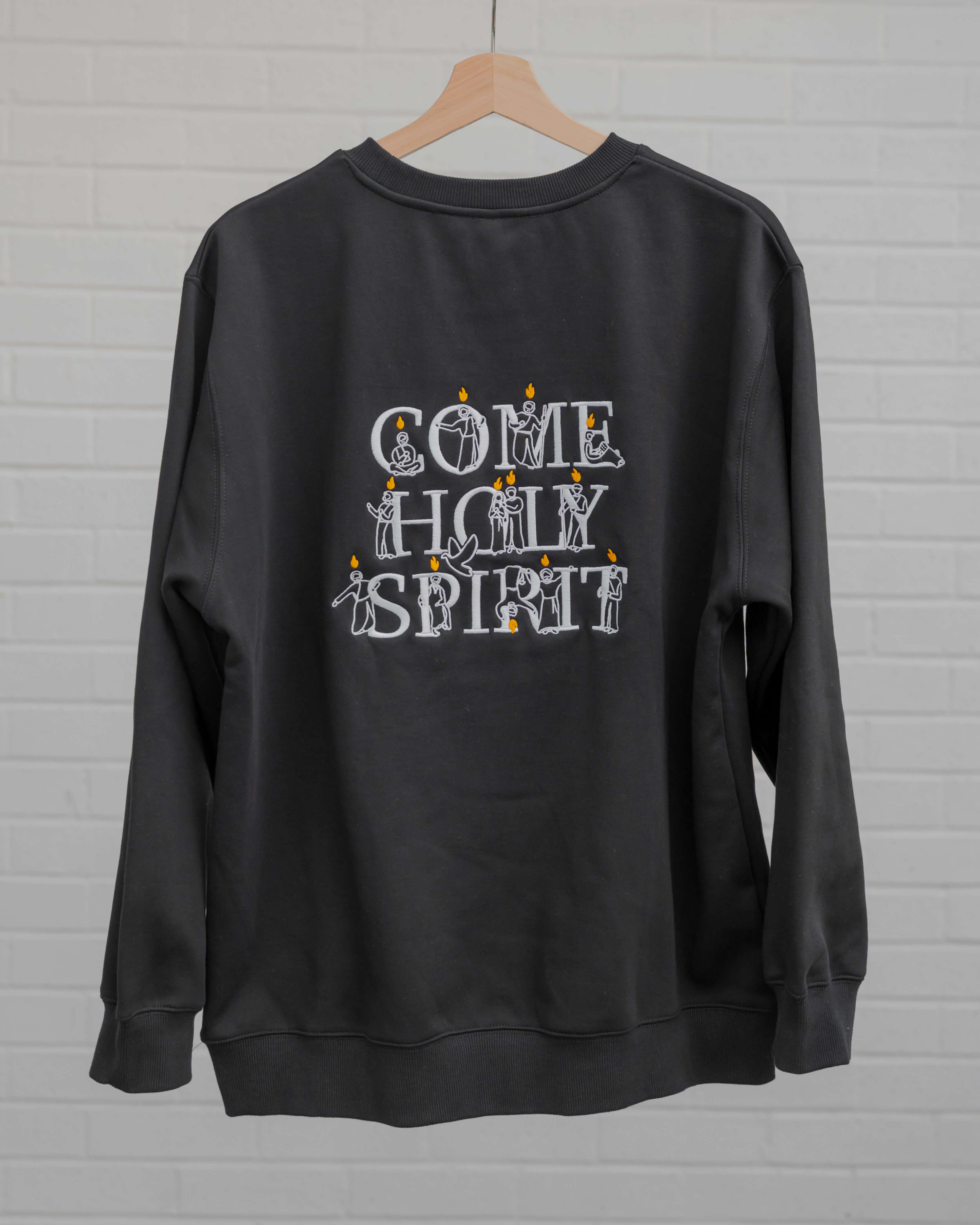 Come Holy Spirit Catholic crewneck - BLACK