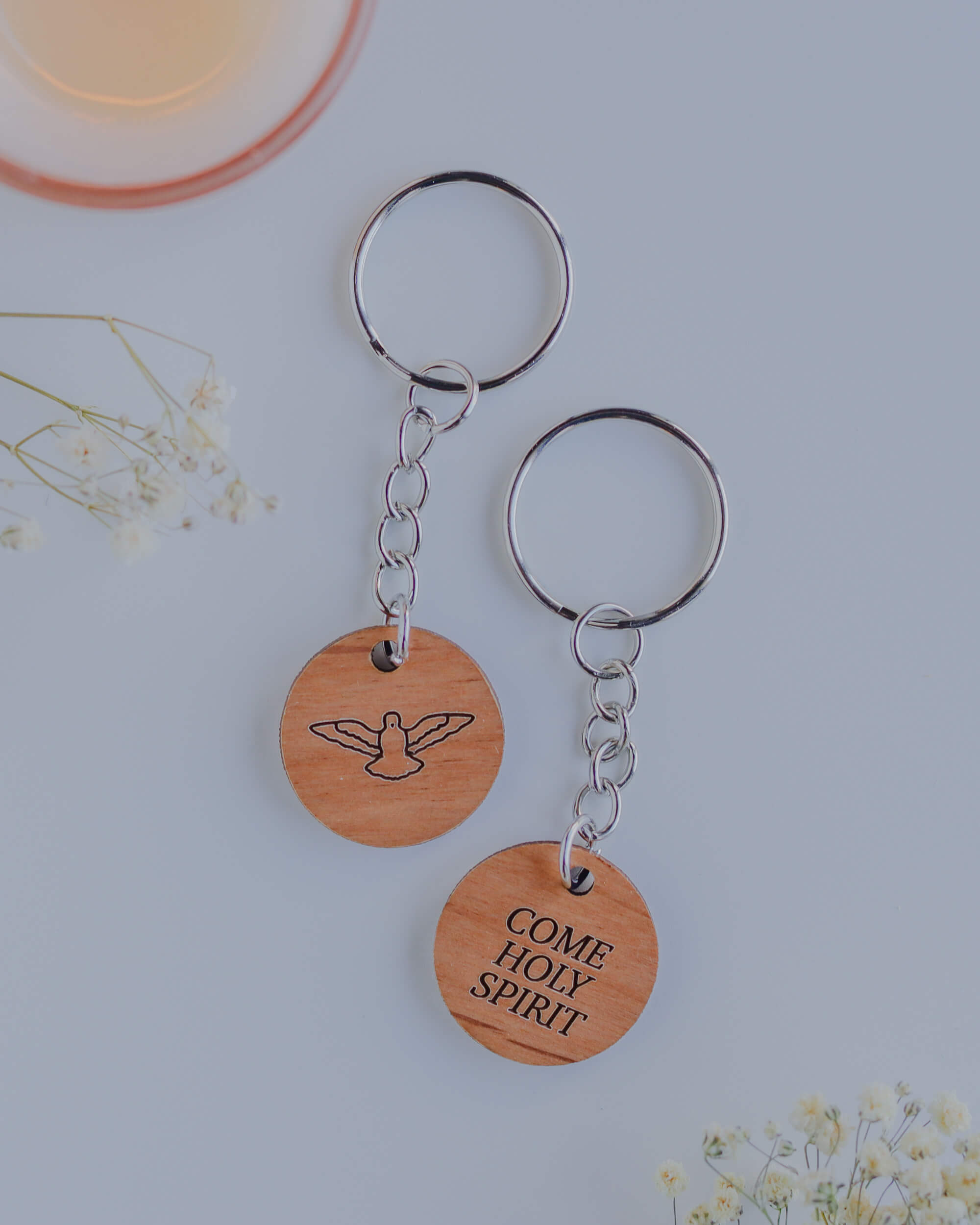 Come Holy Spirit - Catholic Wood Keychain