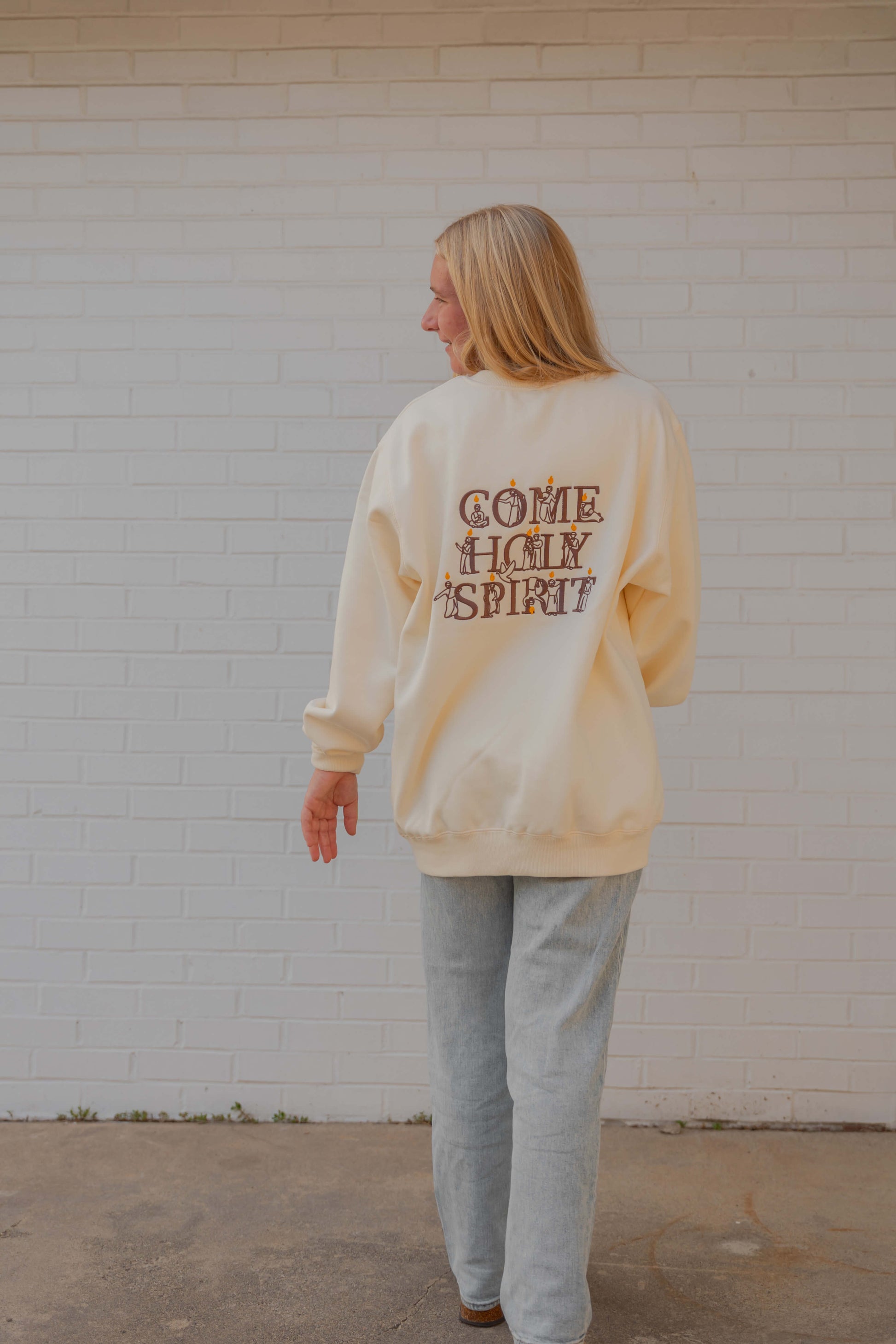 Come Holy Spirit Catholic crewneck - CREAM