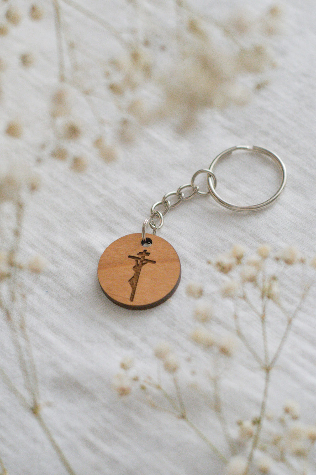 Crucifixion- Catholic Wood Keychain
