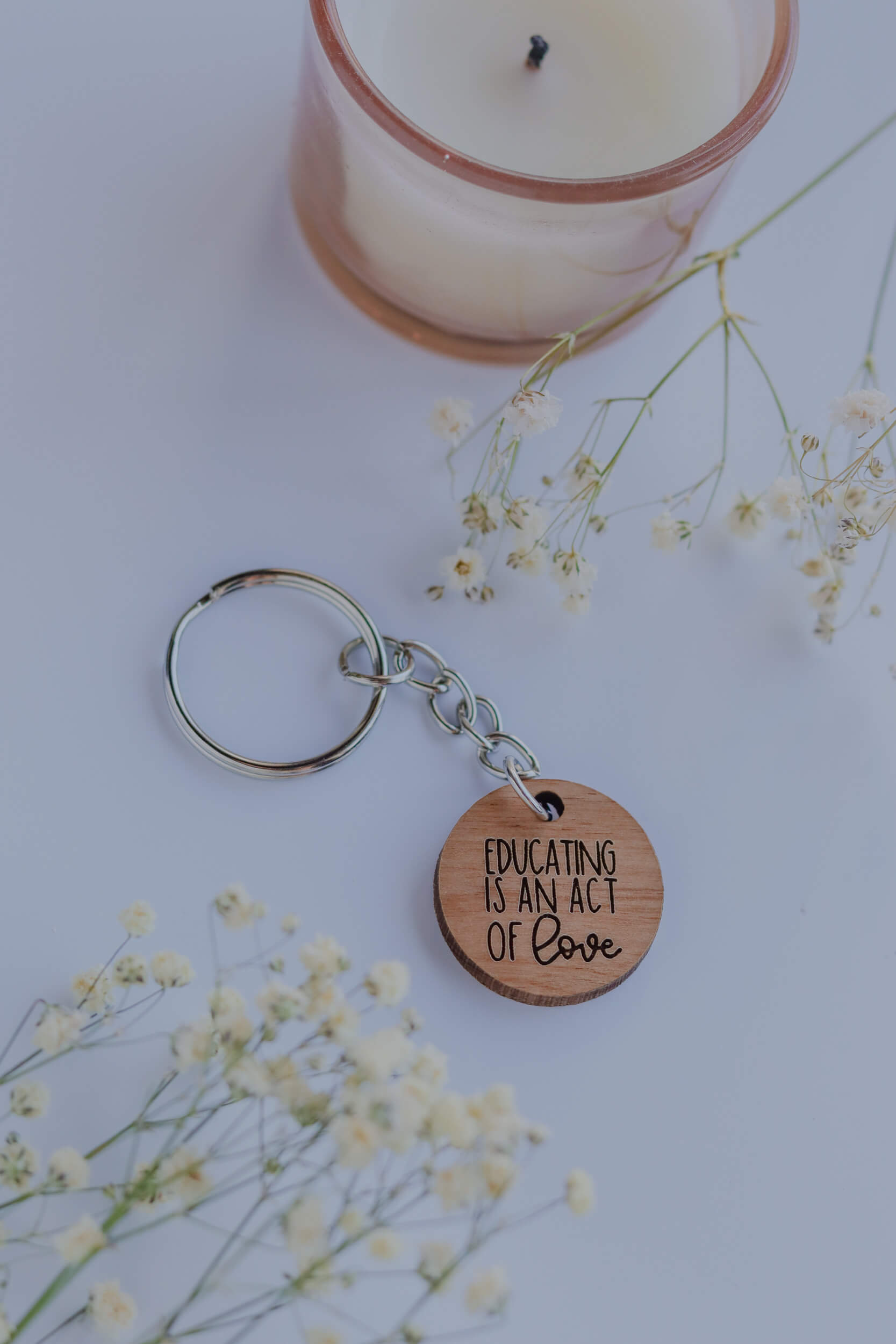 Educating is an act of love - Wood Keychain
