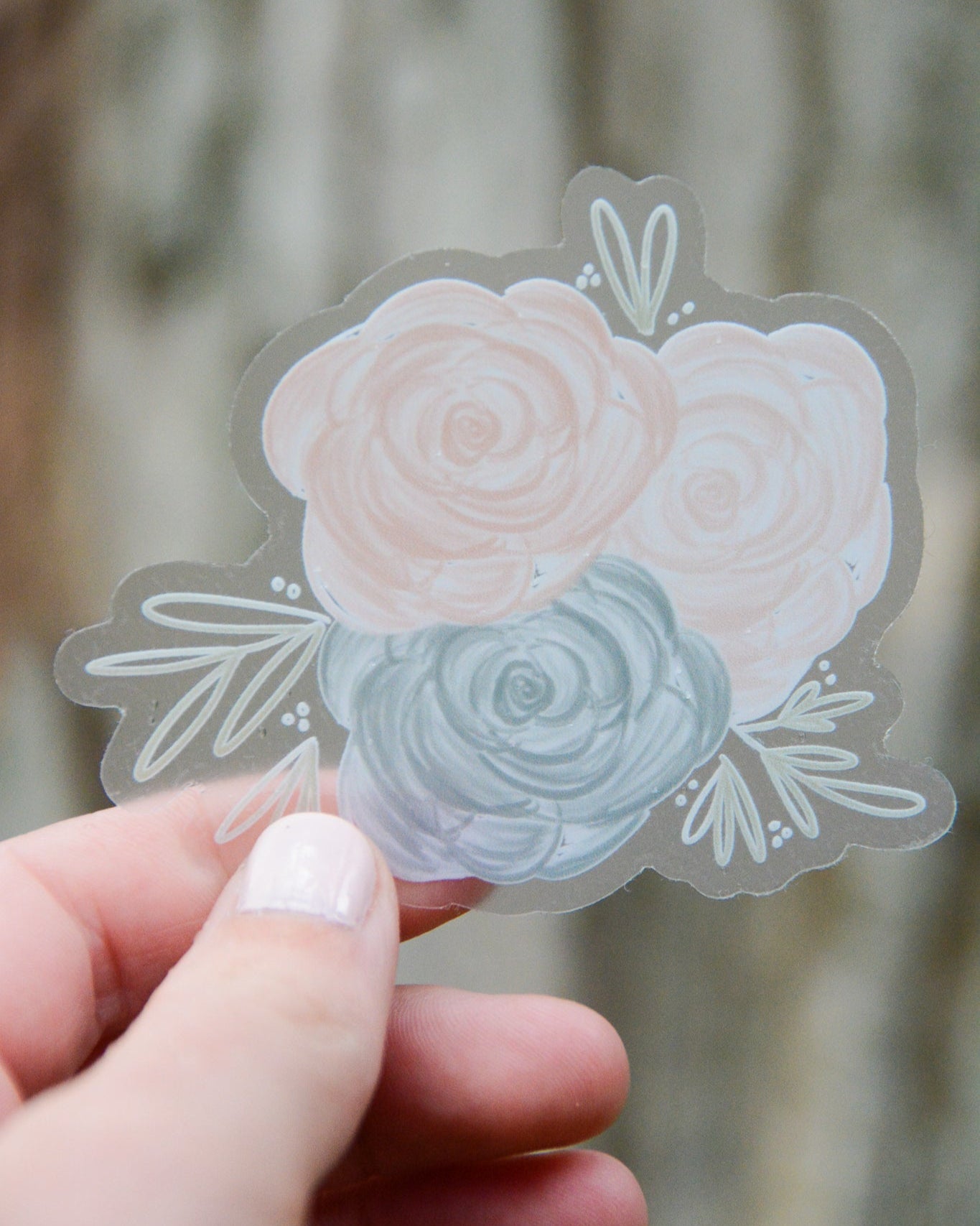 Blue and Pink Floral Vinyl Sticker
