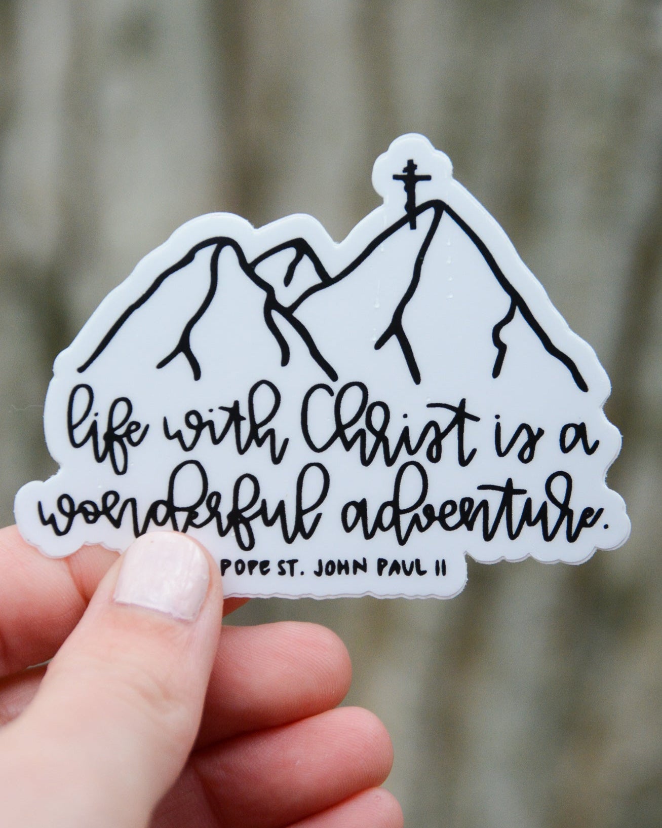 Life With Christ JPII Sticker - CURSIVE